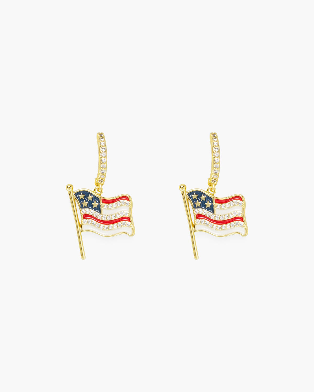 Gold American Flag Dangle Earrings