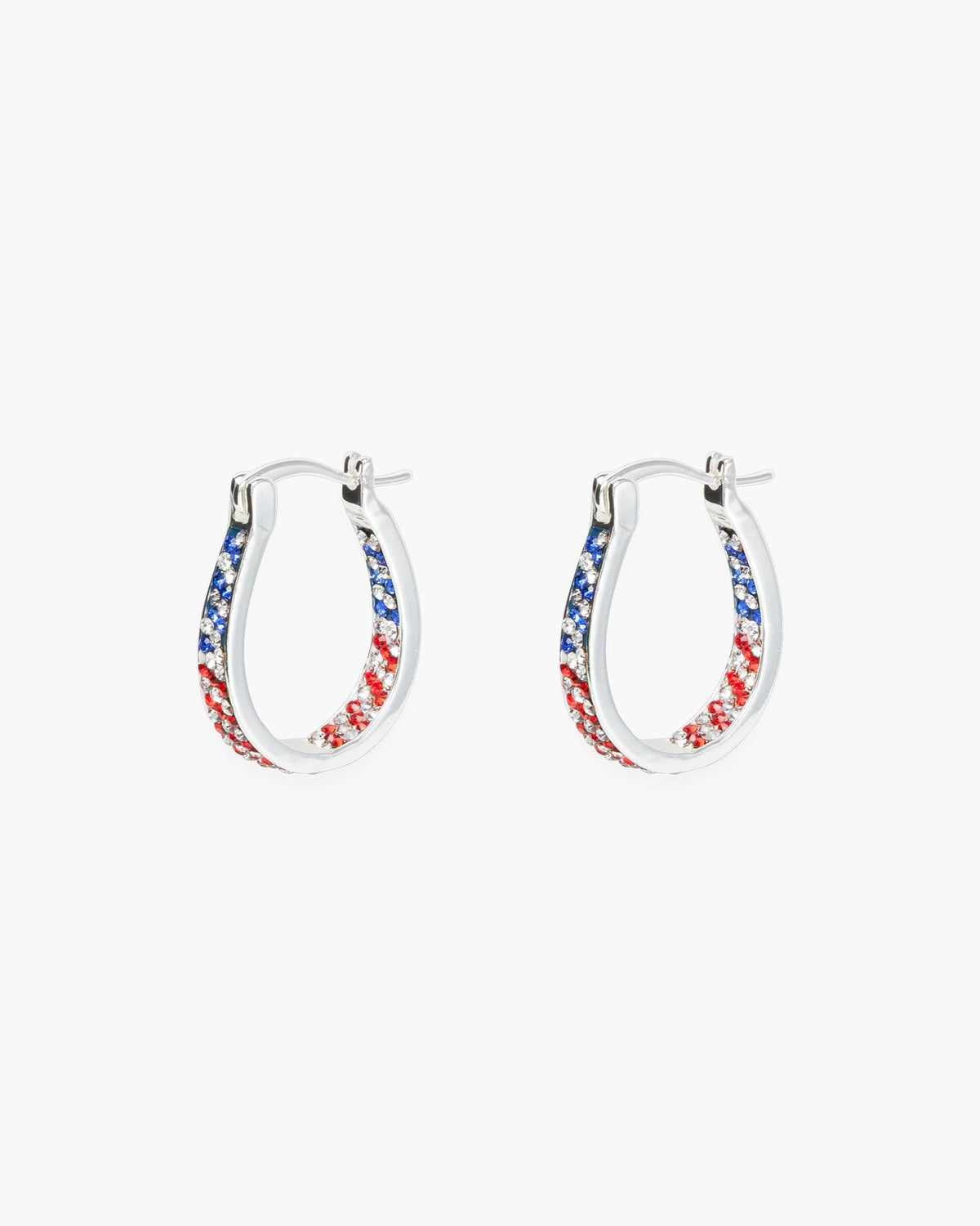 Silver Red/White/Blue Hoop Earrings