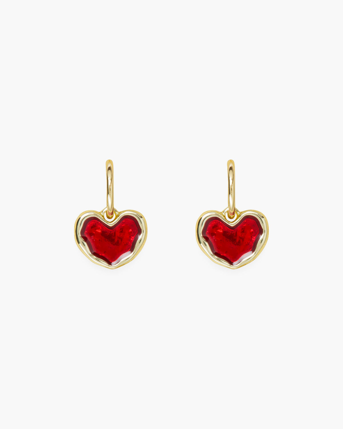 Gold Dangle Heart Earrings