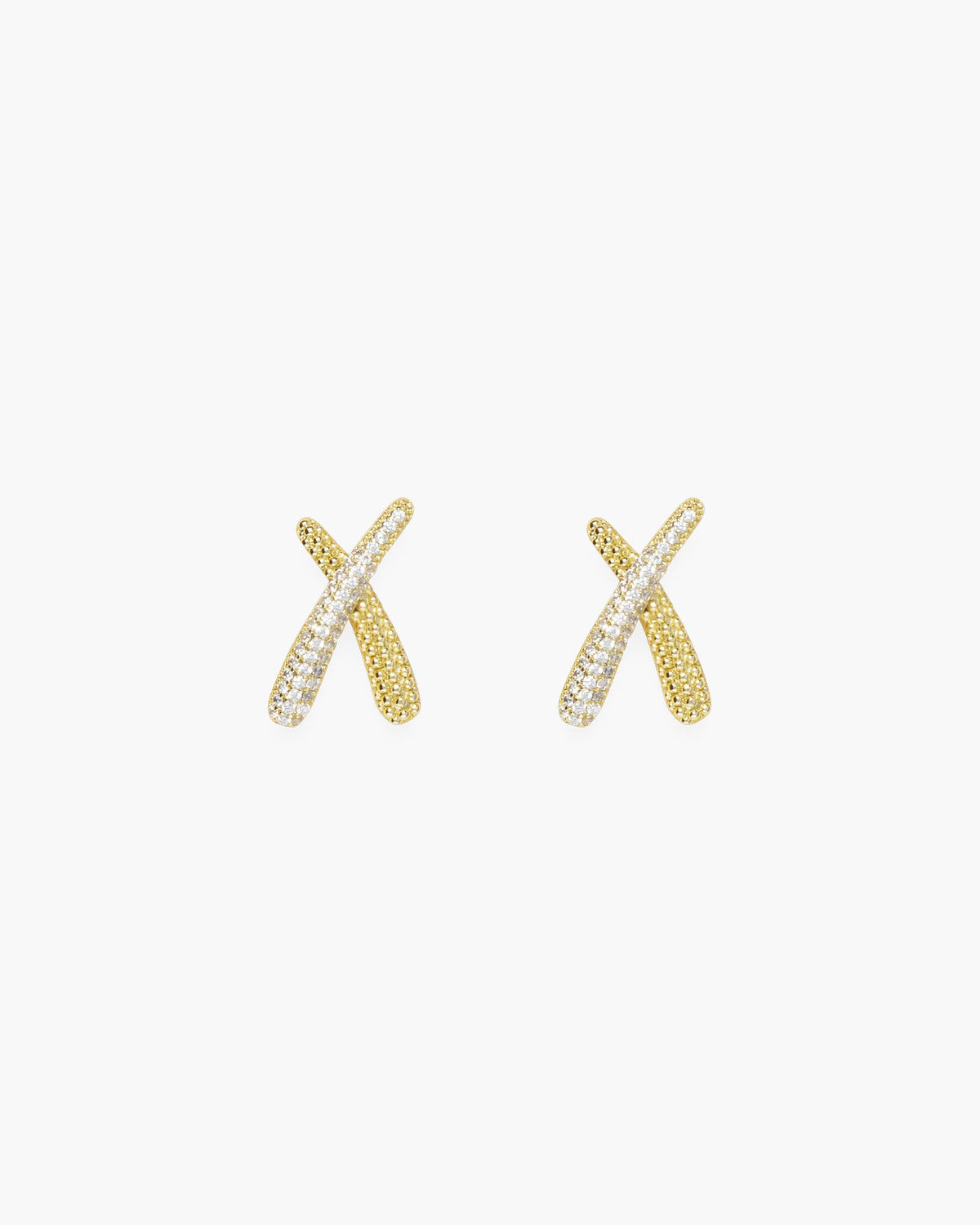 Gold With CZ X Stud Earrings
