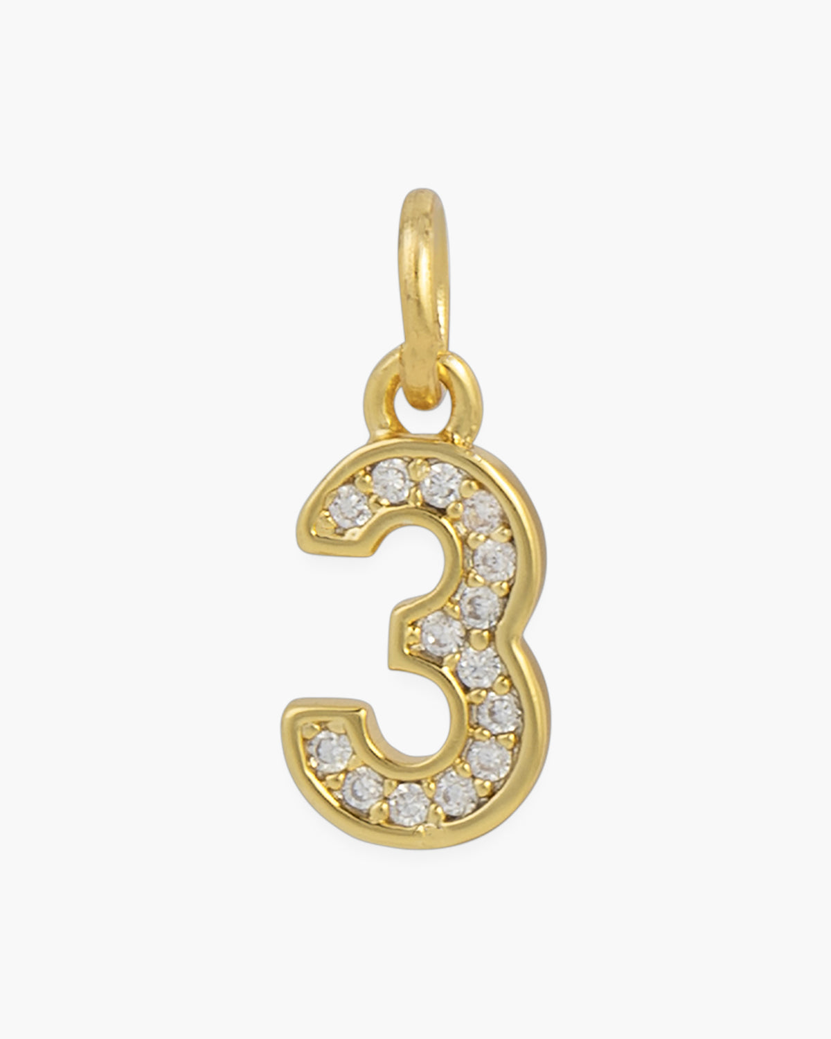 Gold CZ Number Necklace & Bracelet Charms