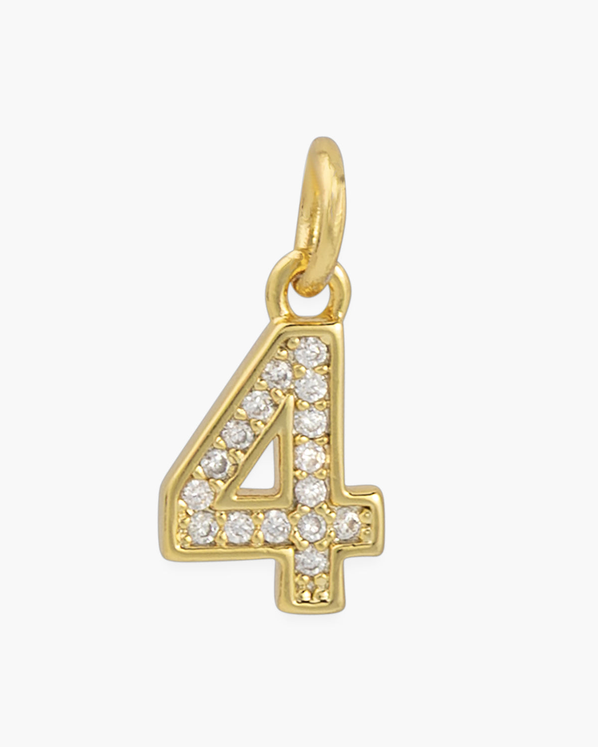 Gold CZ Number Necklace & Bracelet Charms
