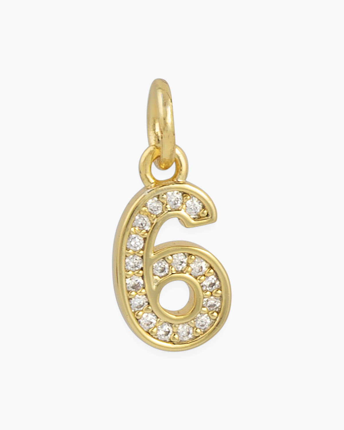 Gold CZ Number Necklace & Bracelet Charms