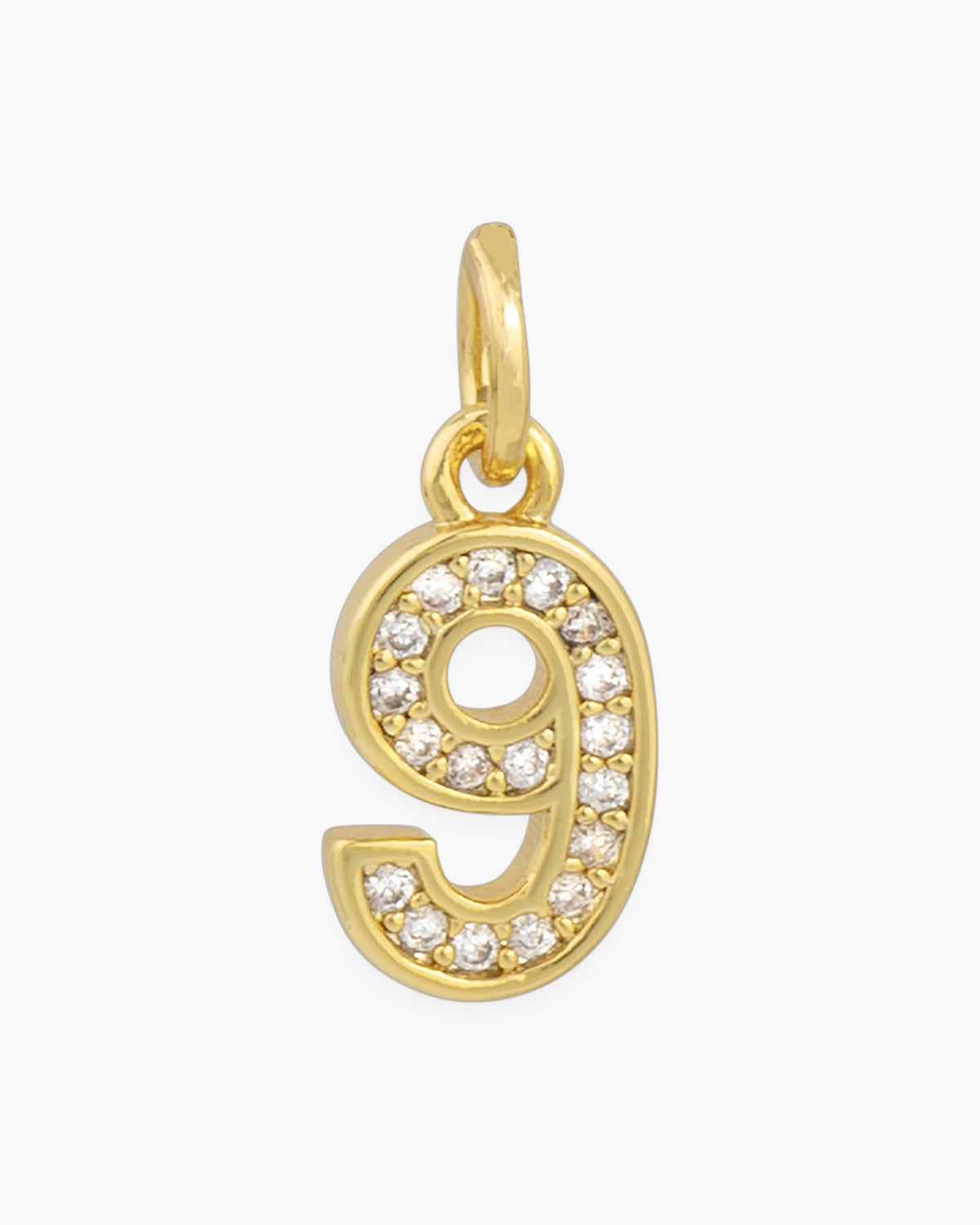 Gold CZ Number Necklace & Bracelet Charms