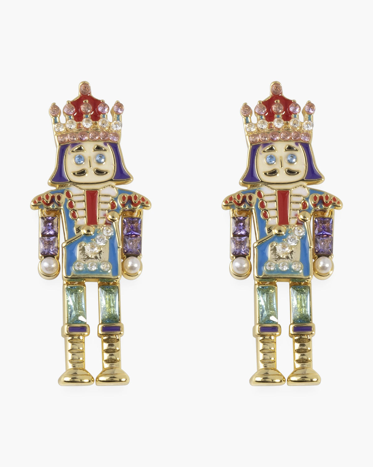 Gold CZ Nutcracker Earrings
