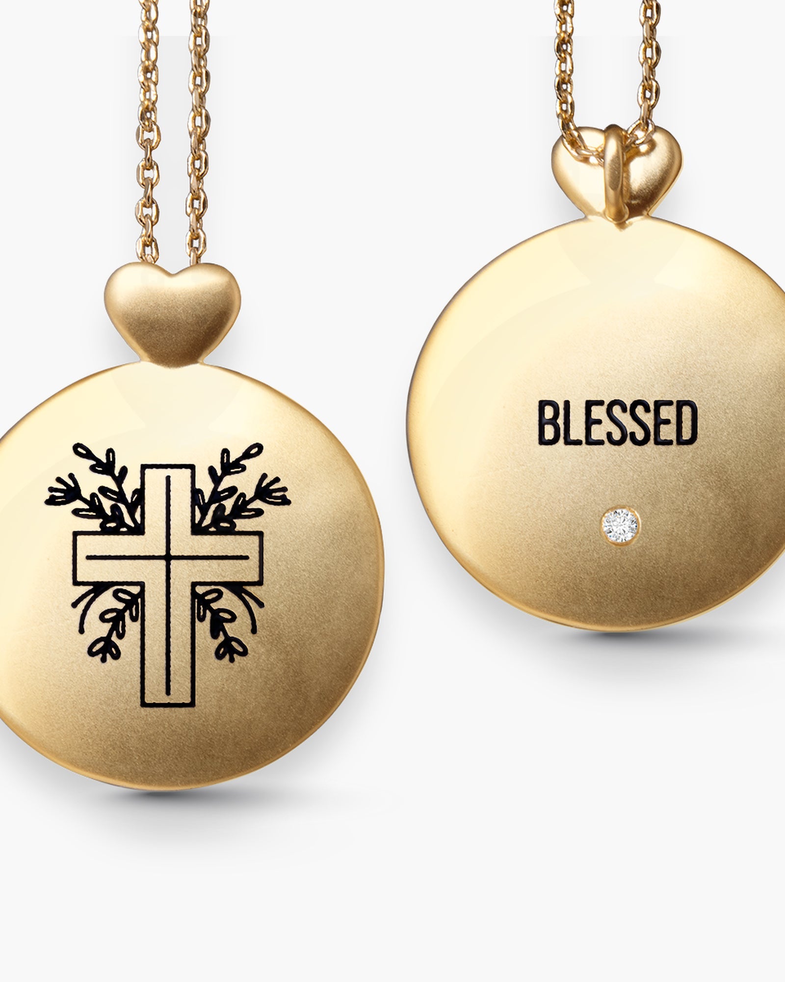 Floral Cross - Blessed - Necklace - Gold
