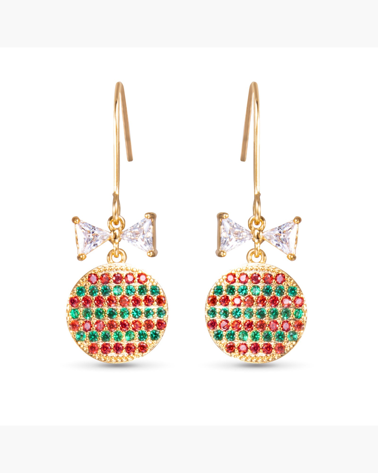 Gold Red/Green Ornament Earrings