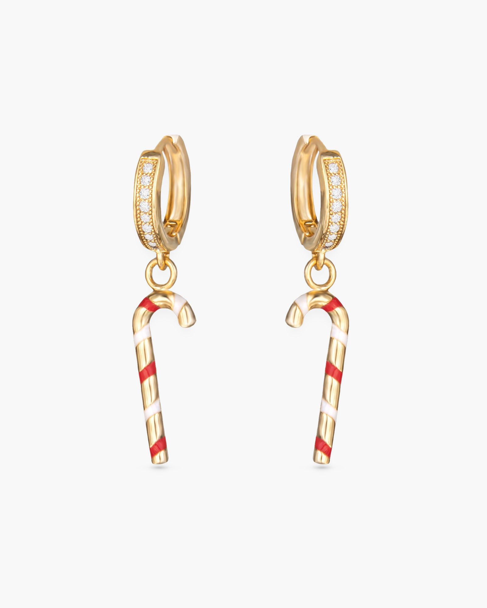 Gold Candy Cane Drop Earrings