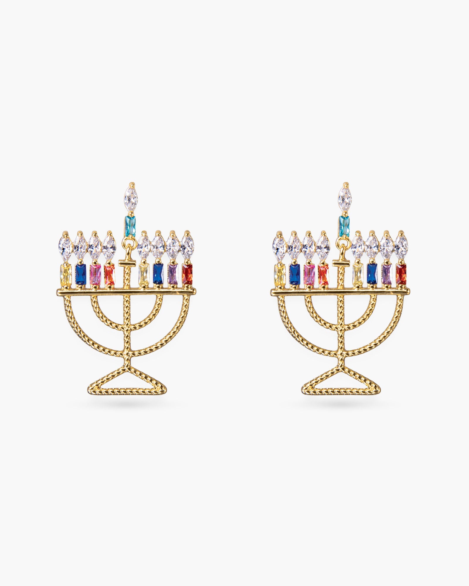 Gold Menorah Earrings