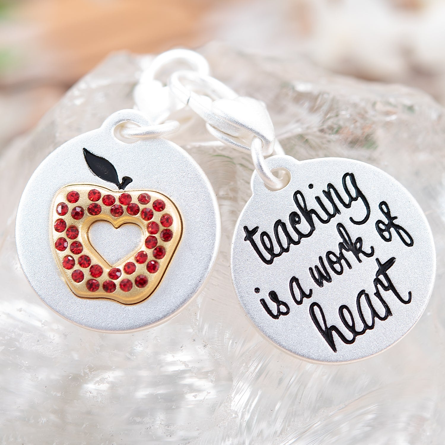 Silver 2-Tone Medallion - Apple Heart