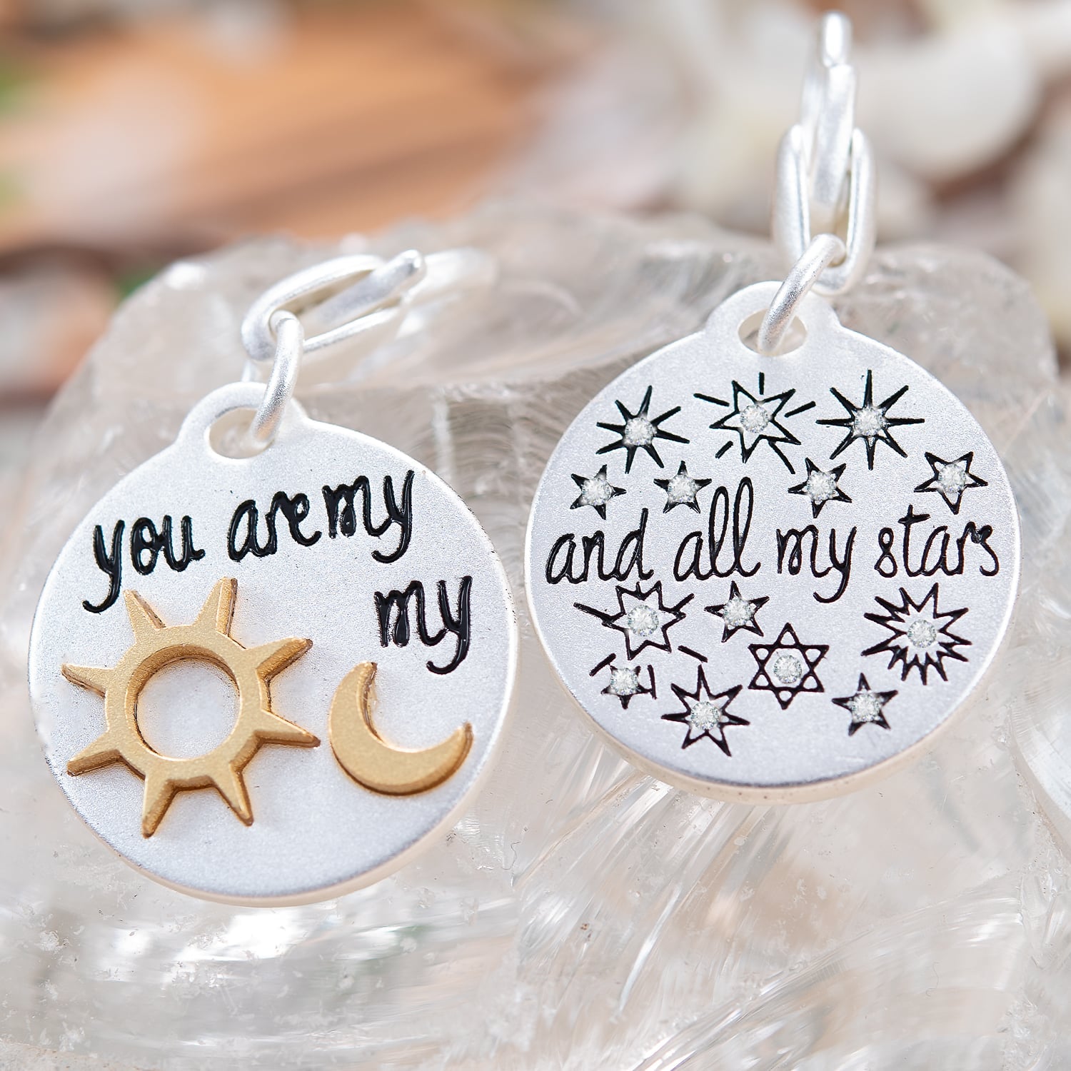 Silver 2-Tone Medallion - Sun Moon Stars