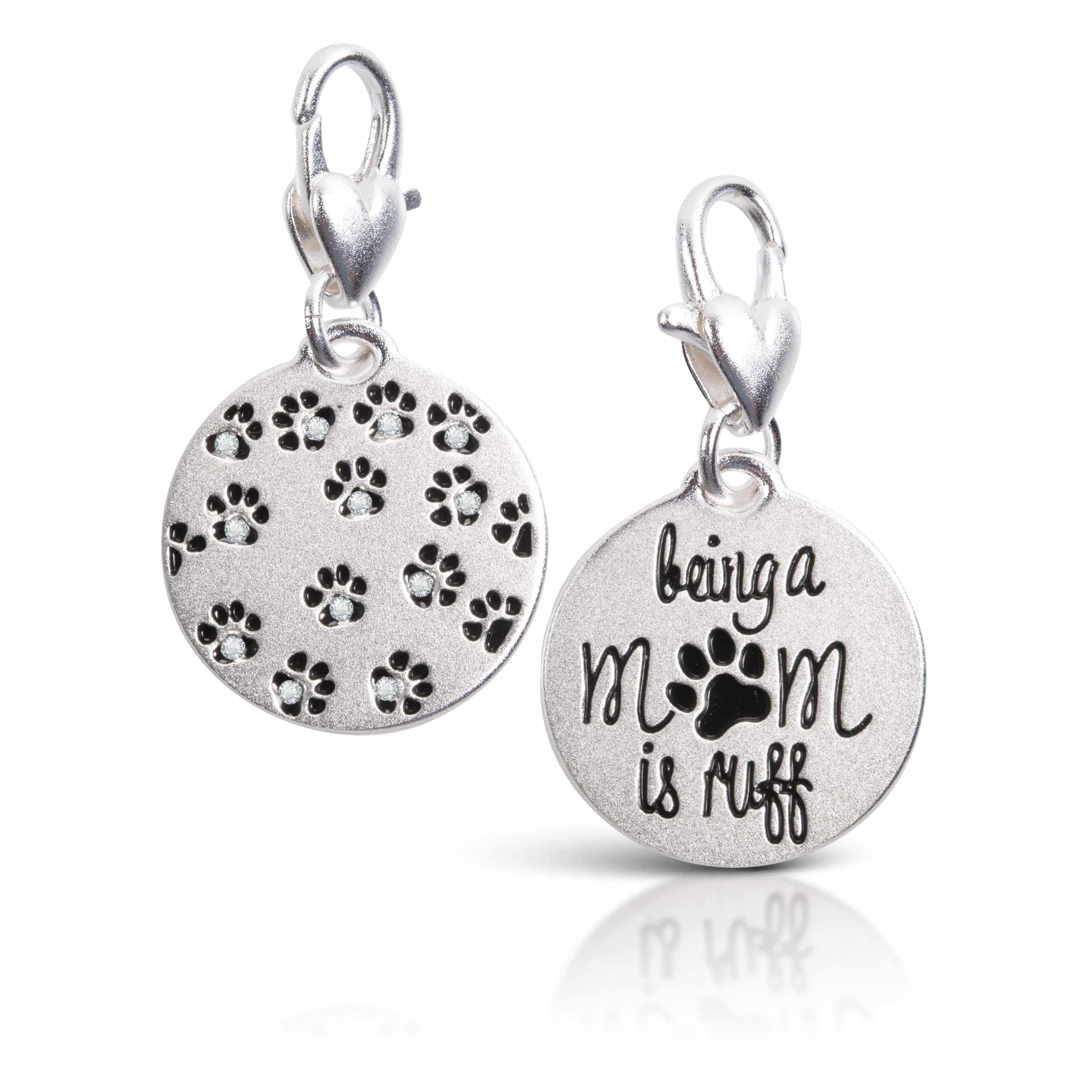 Silver 1-Tone Medallion - Paws Pattern