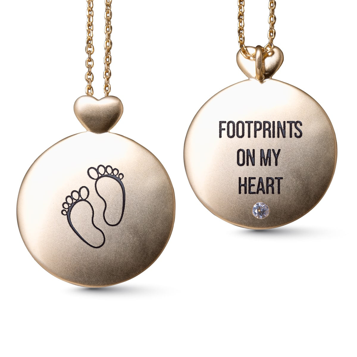Baby feet - Heart - Necklace - Gold