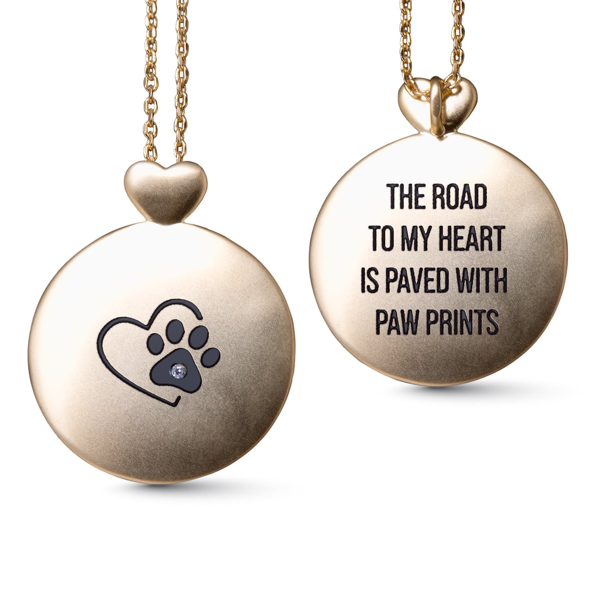 Heart Pet - Paw Print - Necklace - Gold