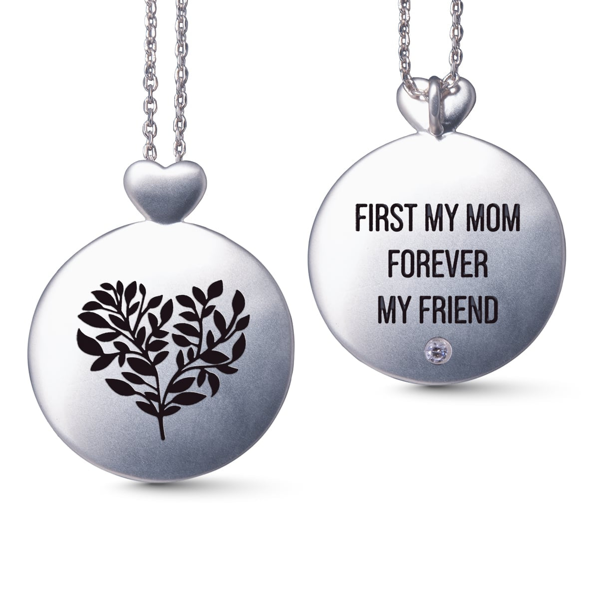 Heart Leaf - Mom - Necklace - Silver