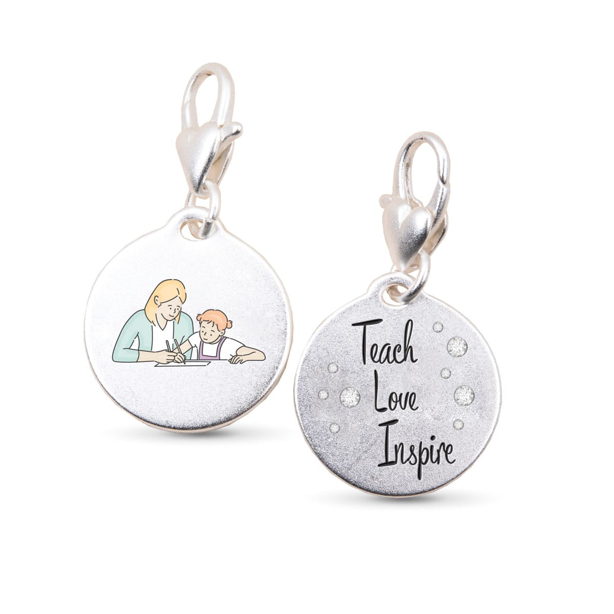 Silver 1 Tone Medallion Student Teach, Love, Inspire