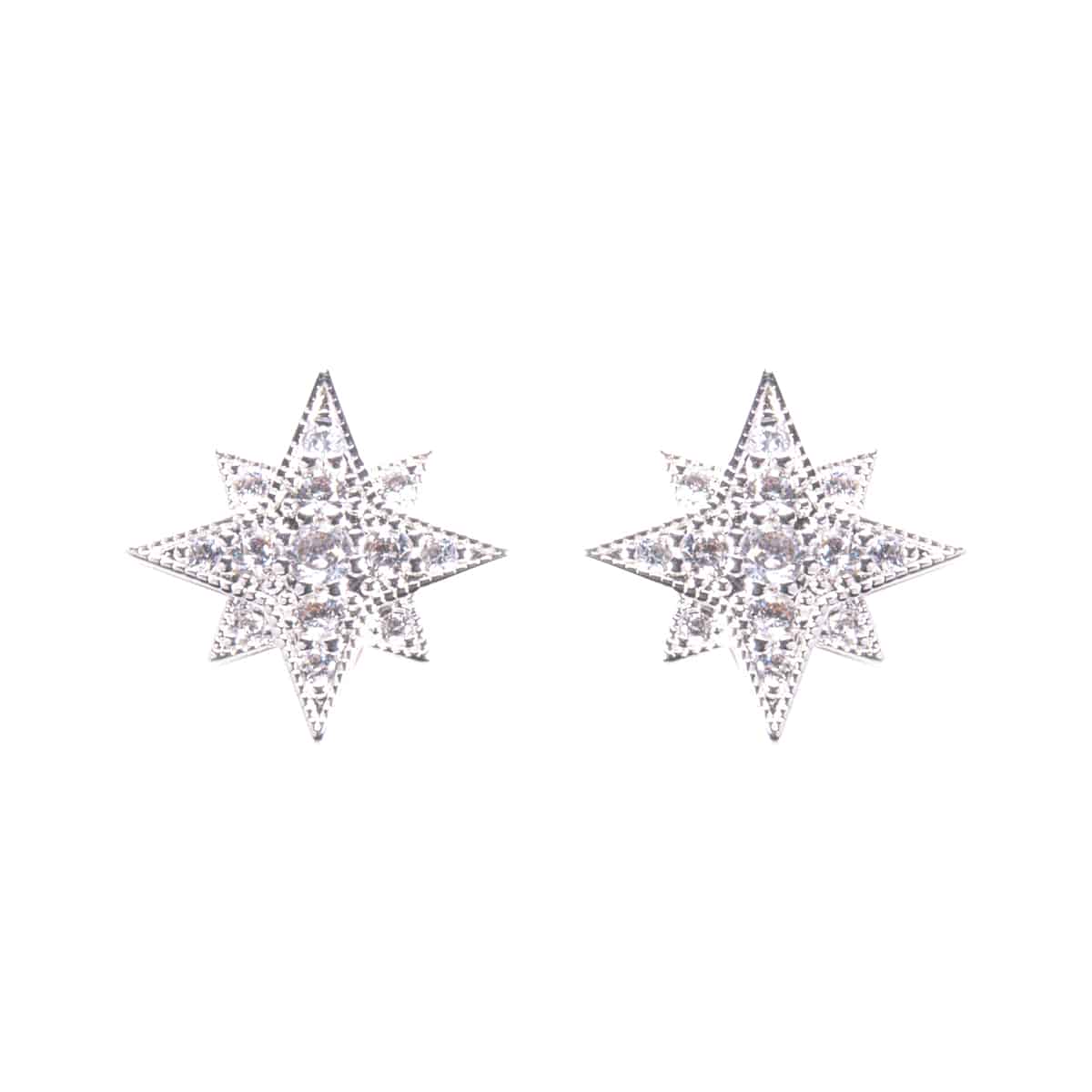 Timeless Radiance - Starburst Stud Earrings - Silver