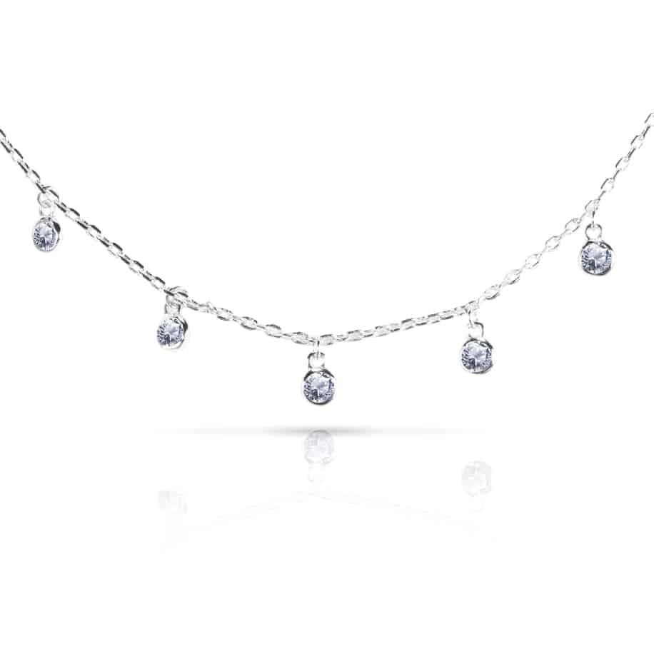 Timeless Radiance CZ Droplette Necklace Silver