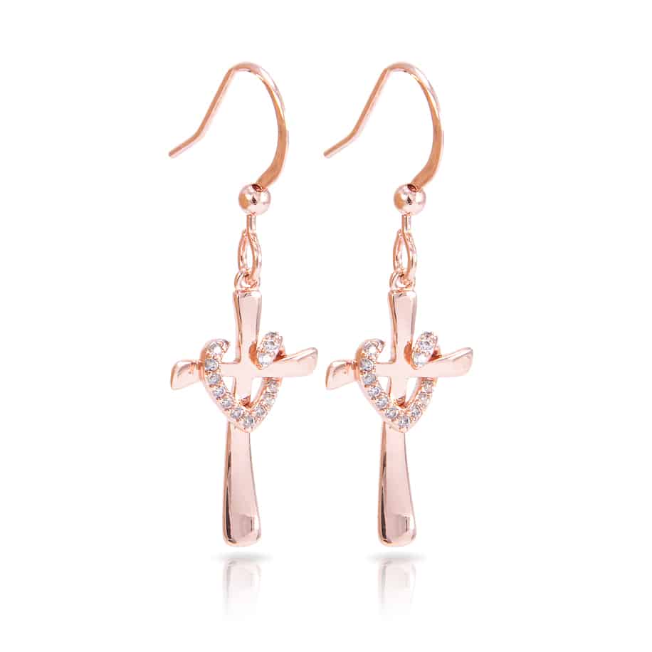 Timeless Radiance CZ Cross Heart Earring