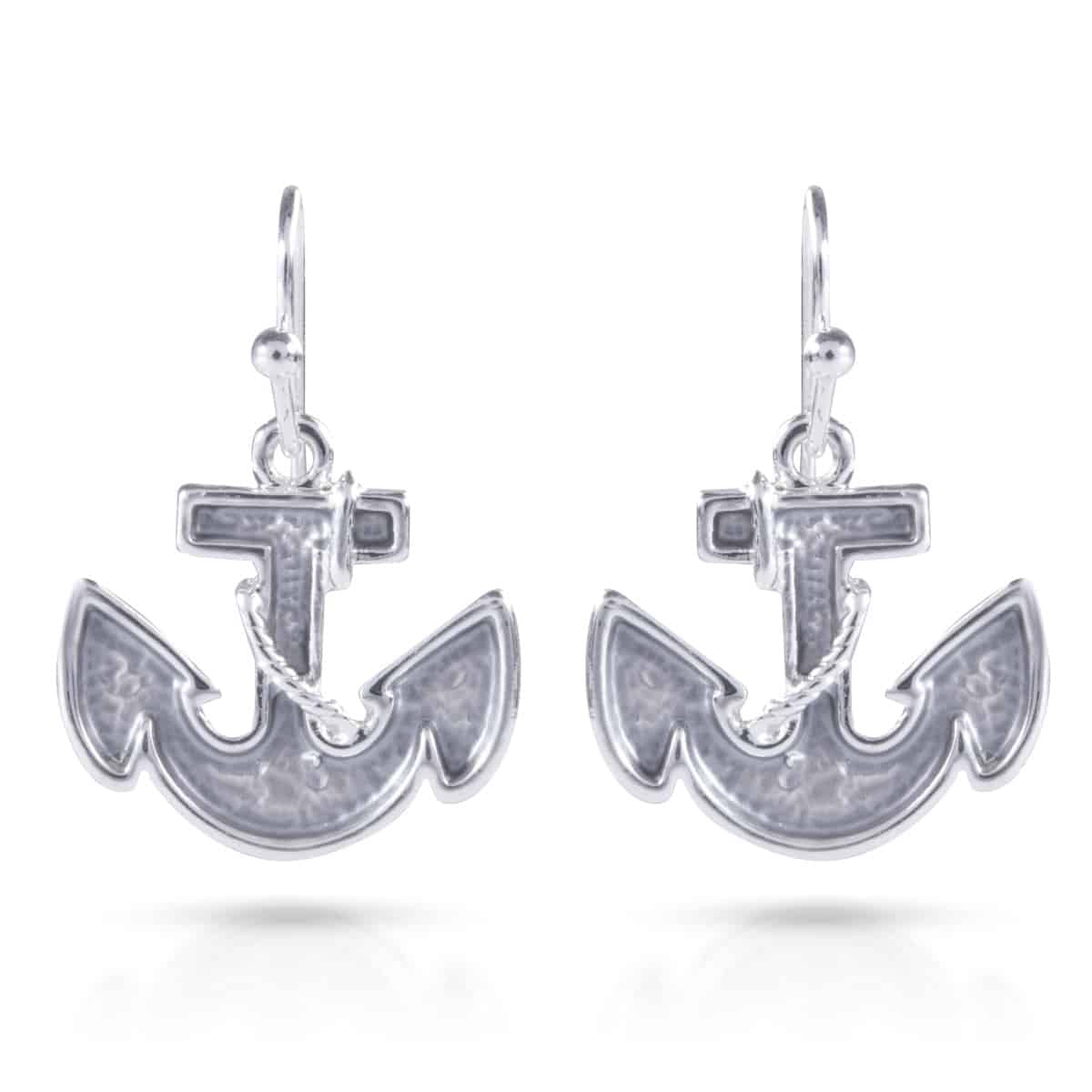 Natural Elements Silver Enameled Earrings - Anchor Gray