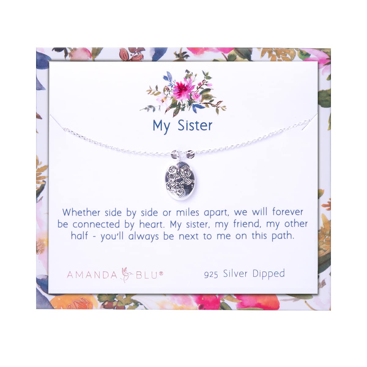 My Sister Silver Charm Necklace
