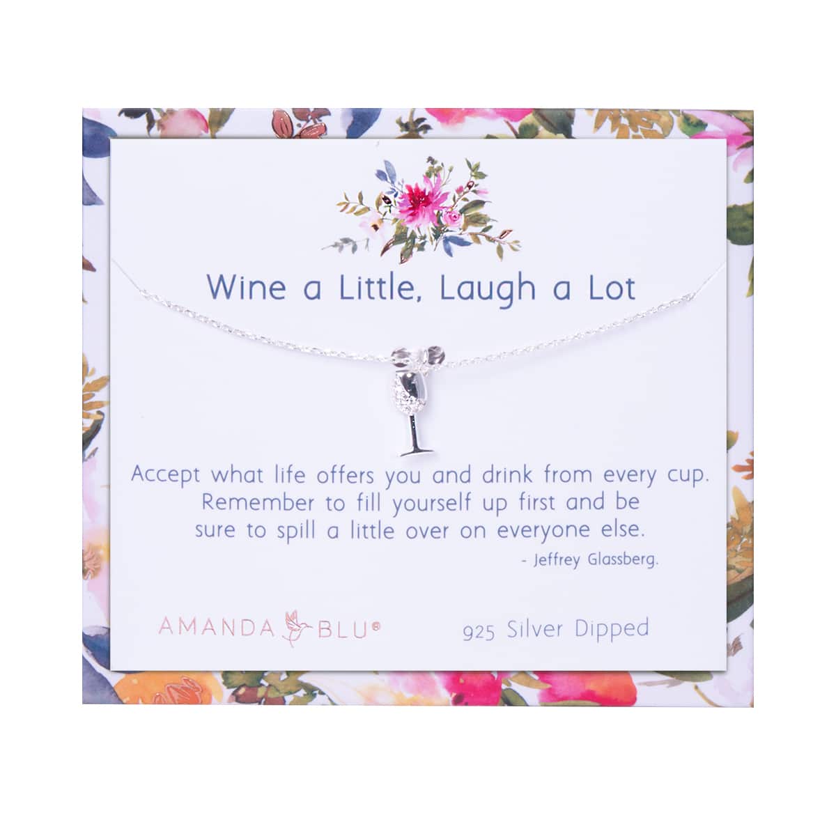 Wine a Little, Laugh a lot Silver Charm Necklace