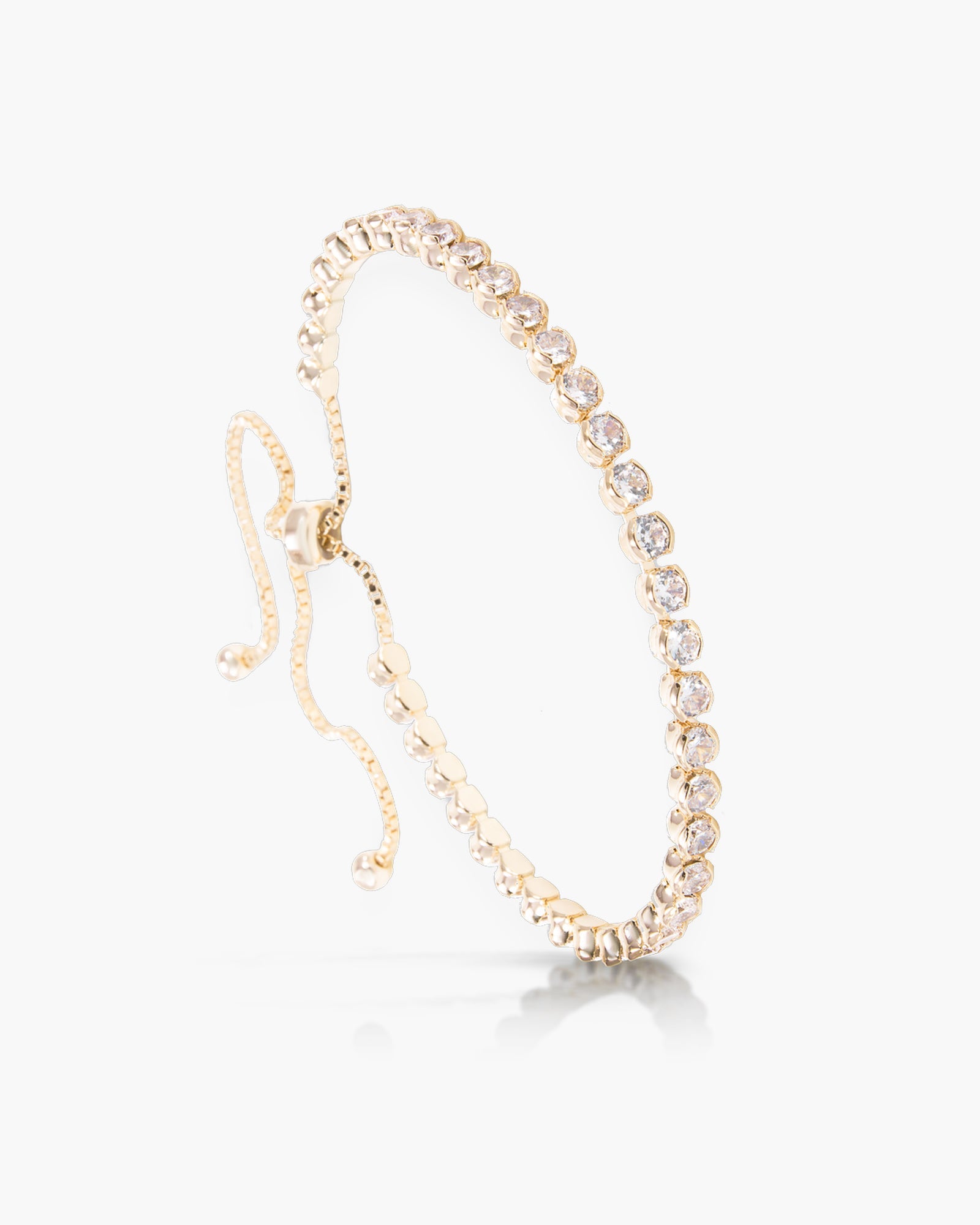 Bezel Set Pull-Cord Bracelet - Gold