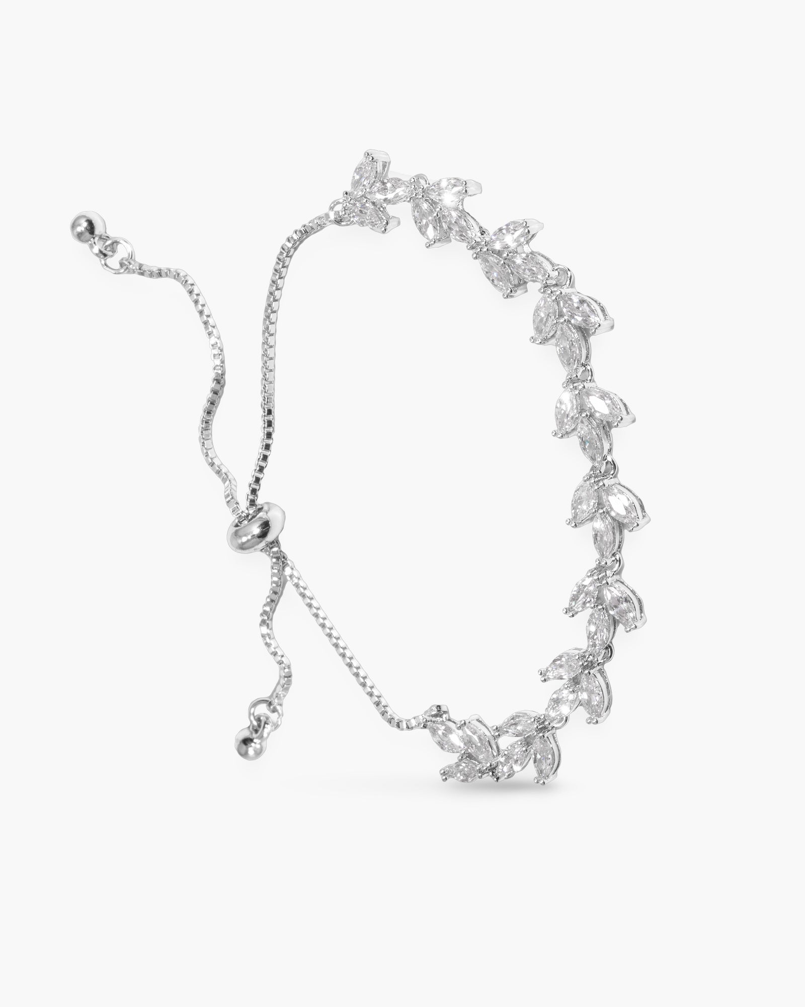 Ice Blu Vine Pull-Cord Bracelet - Silver