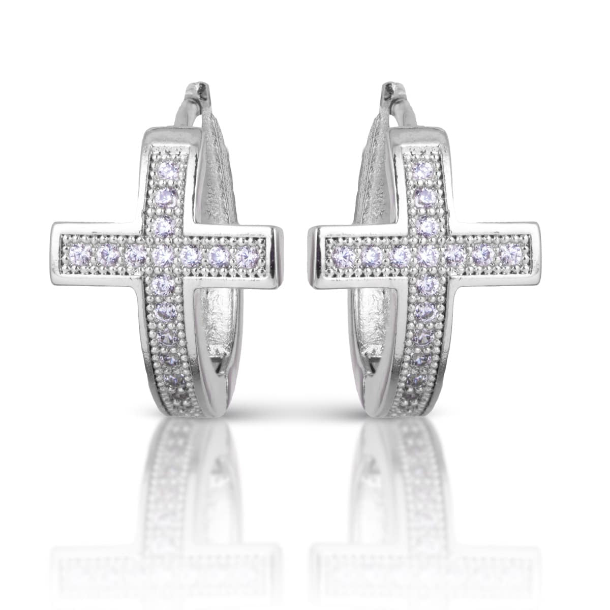 Cross Ear Hug Earrings - Silver