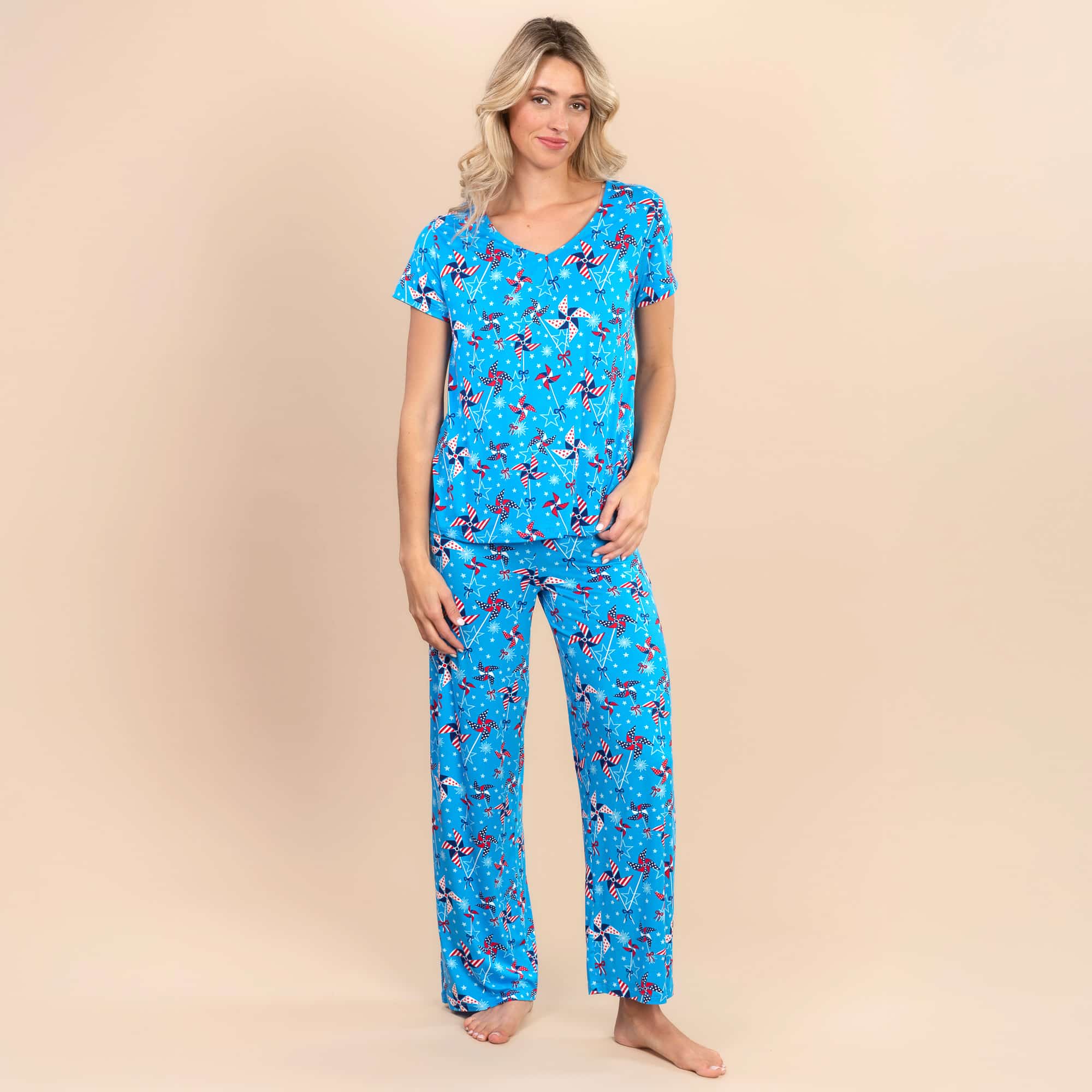 Americana Pinwheels Pajama Top | 4th of July PJs For Women
