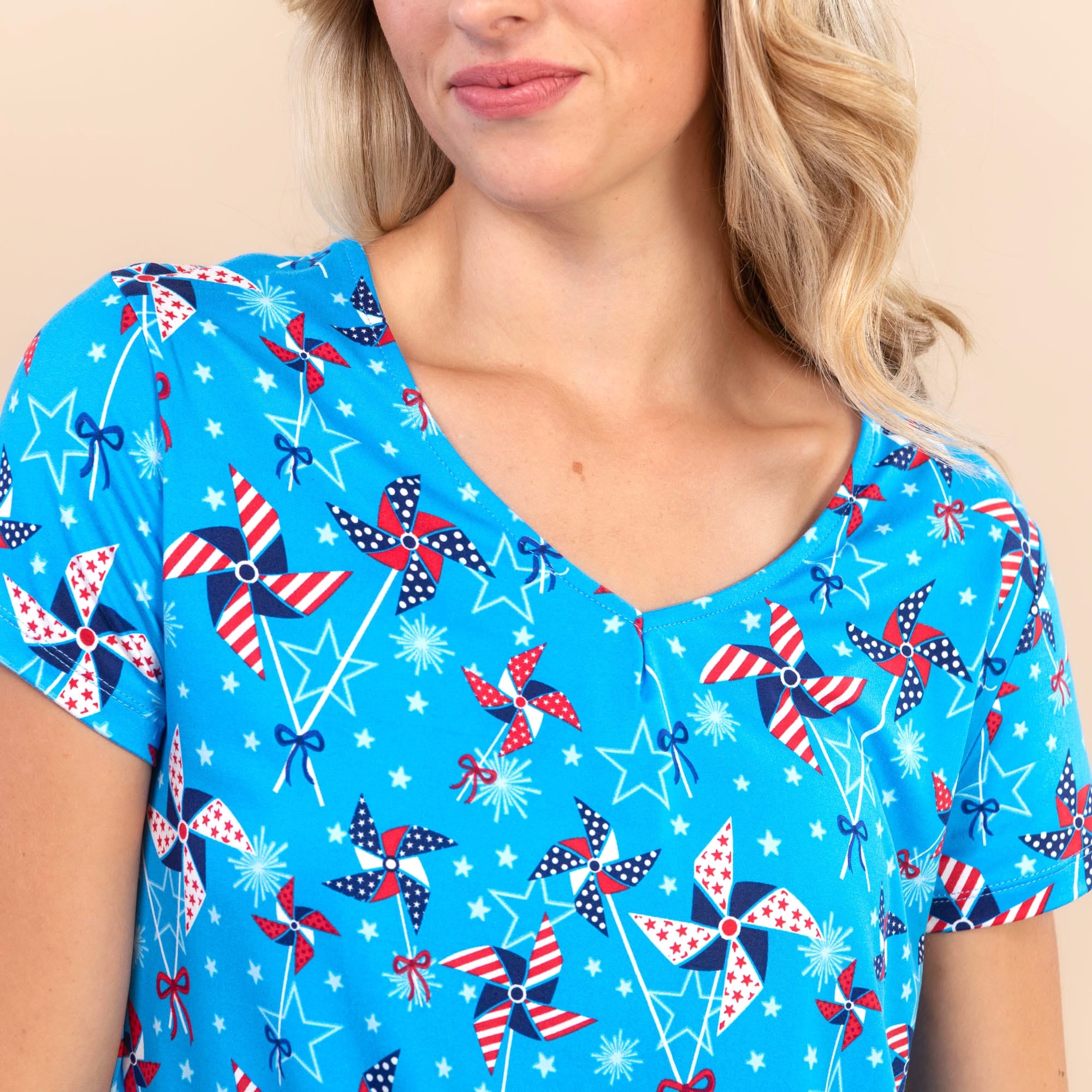 Americana Pinwheels Pajama Top | 4th of July PJs For Women