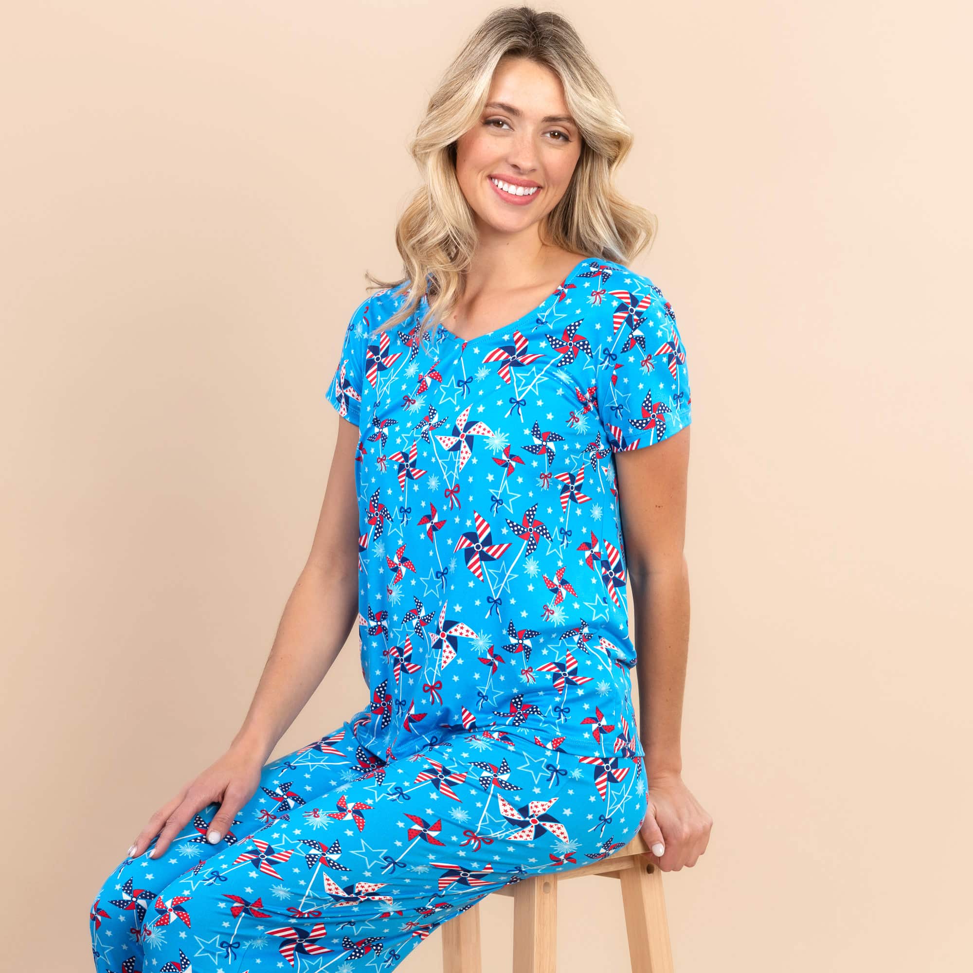 Americana Pinwheels Pajama Top | 4th of July PJs For Women