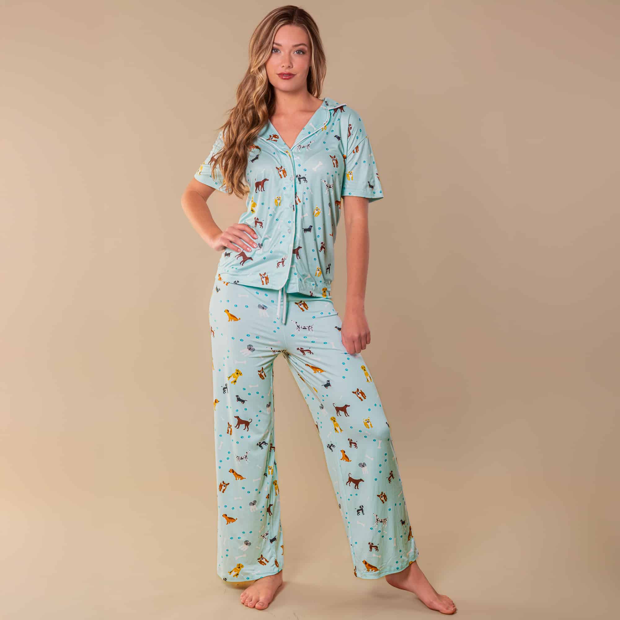 Bark At The Park Pajama Pants | Blue Puppy Dog PJ Bottoms