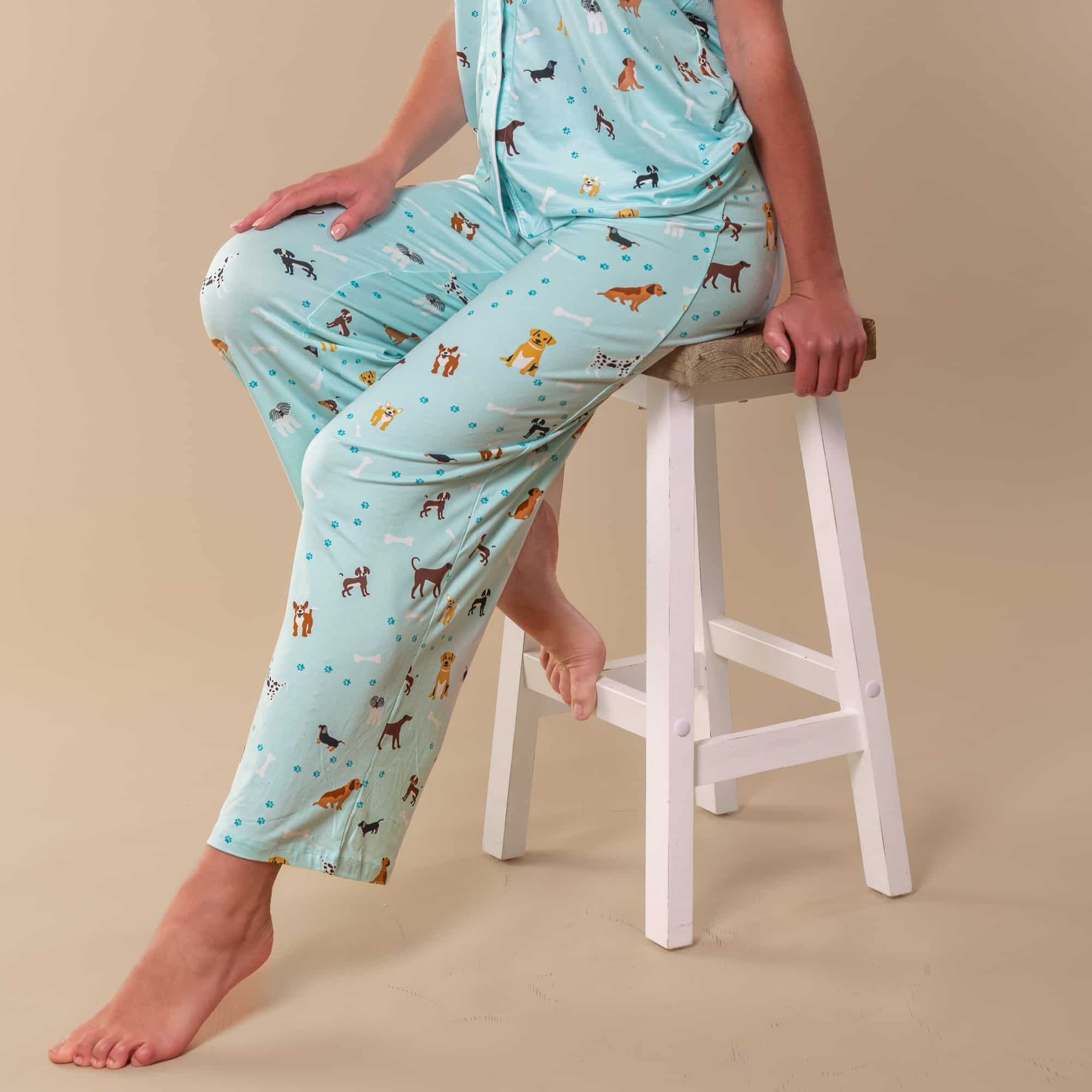 Bark At The Park Pajama Pants | Blue Puppy Dog PJ Bottoms