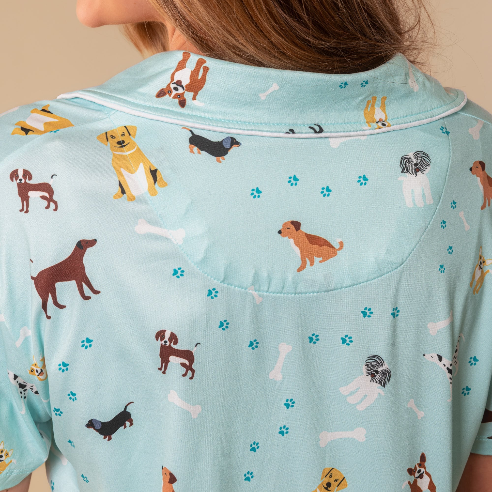 Bark At The Park Pajama Top | Blue Puppy Dog PJs