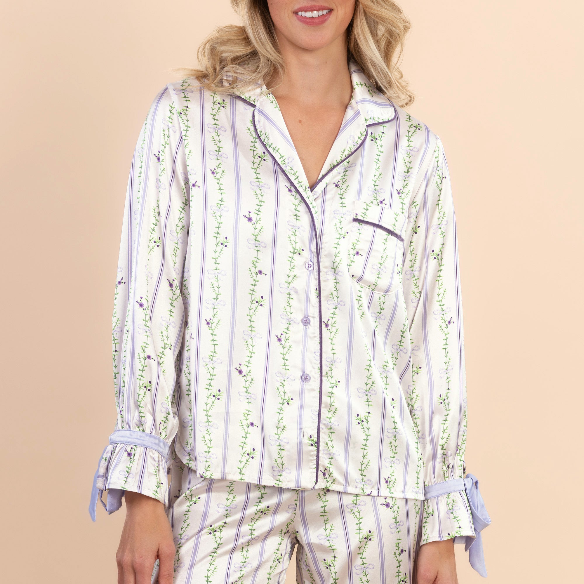 Blooming Stripes Pajama Top