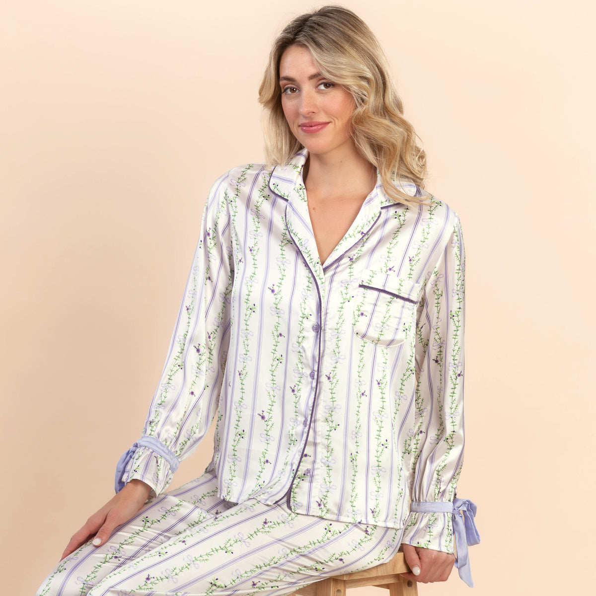 Blooming Stripes Pajama Top