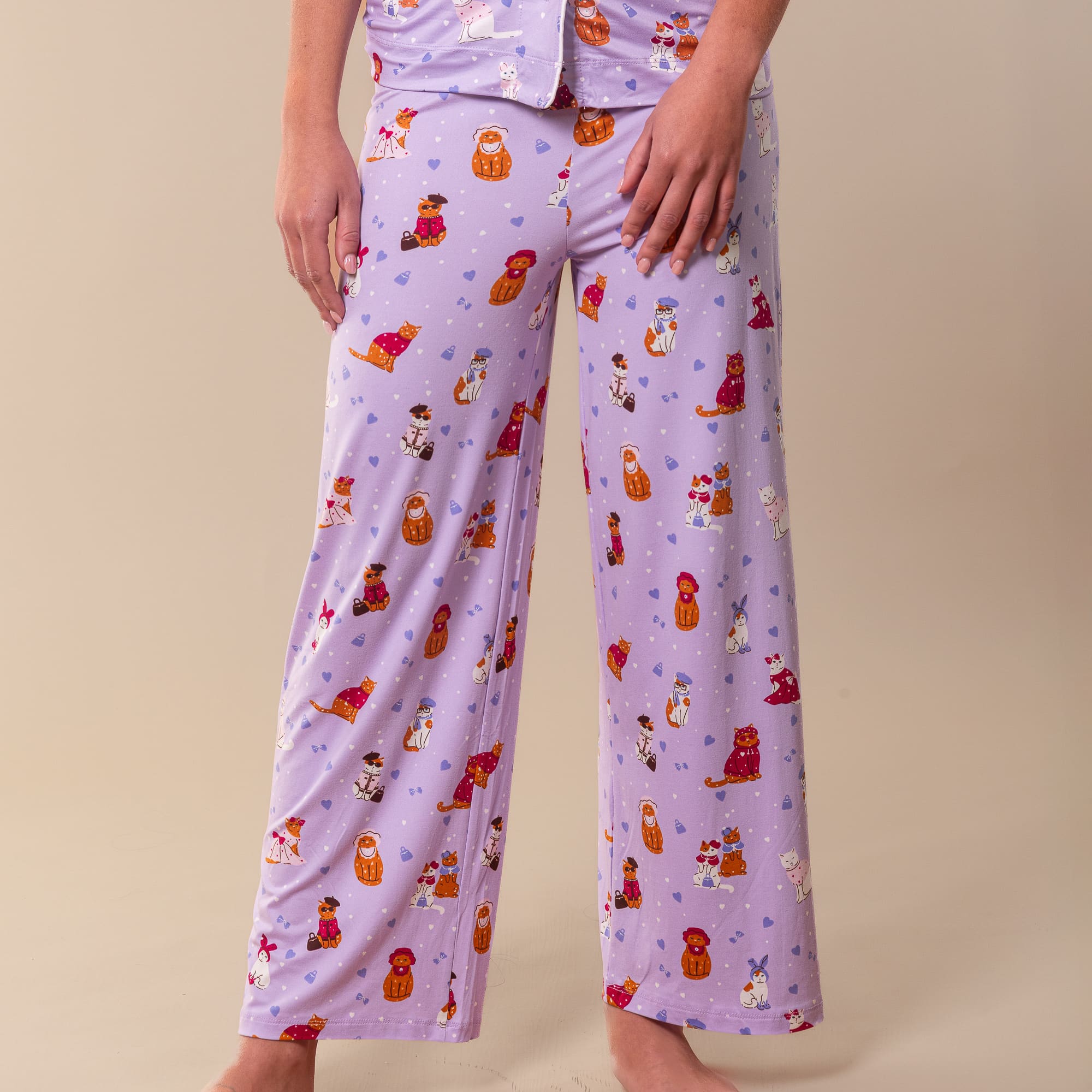 Cattitude Pajama Pants | Purple Kitty Cat PJ Bottoms
