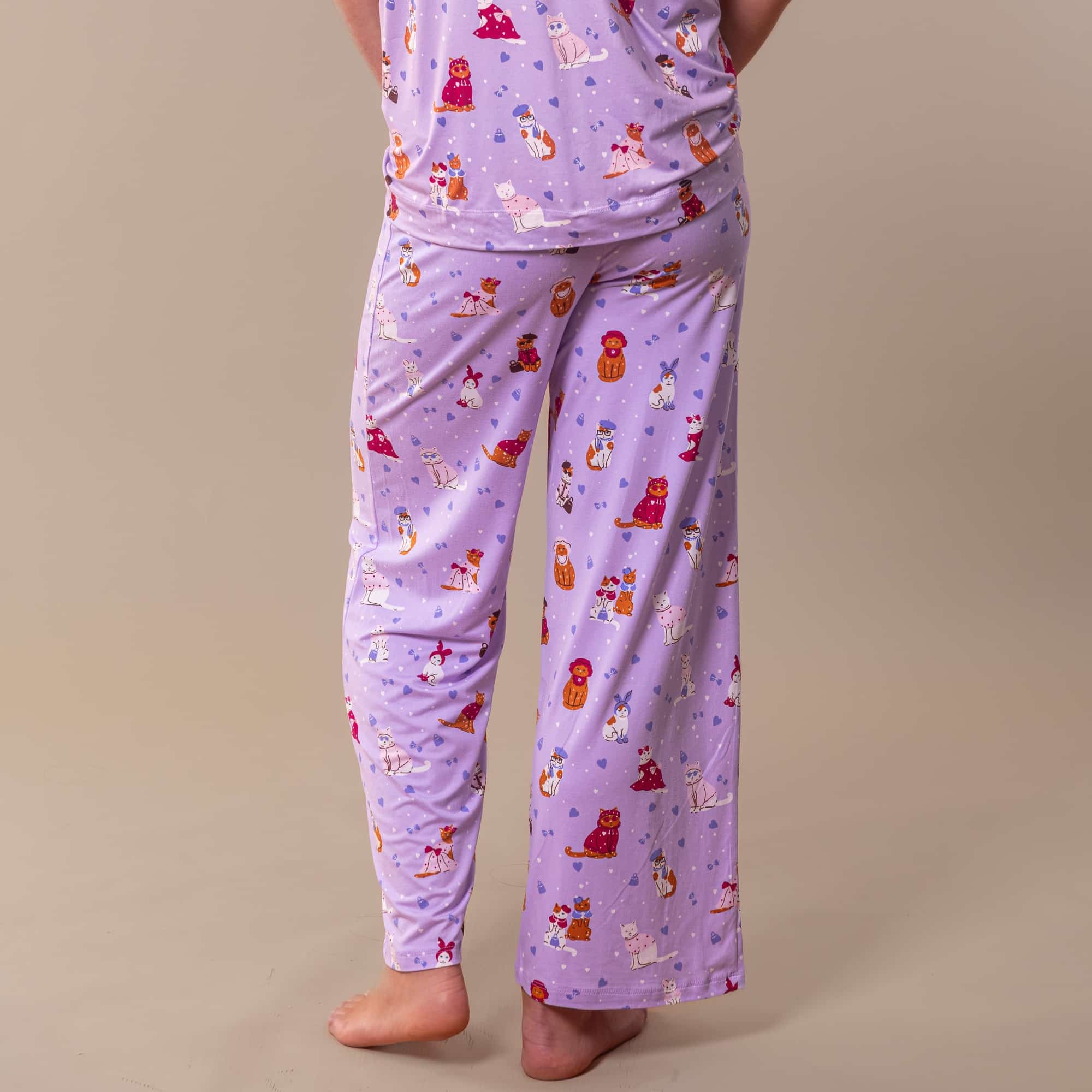 Cattitude Pajama Pants | Purple Kitty Cat PJ Bottoms