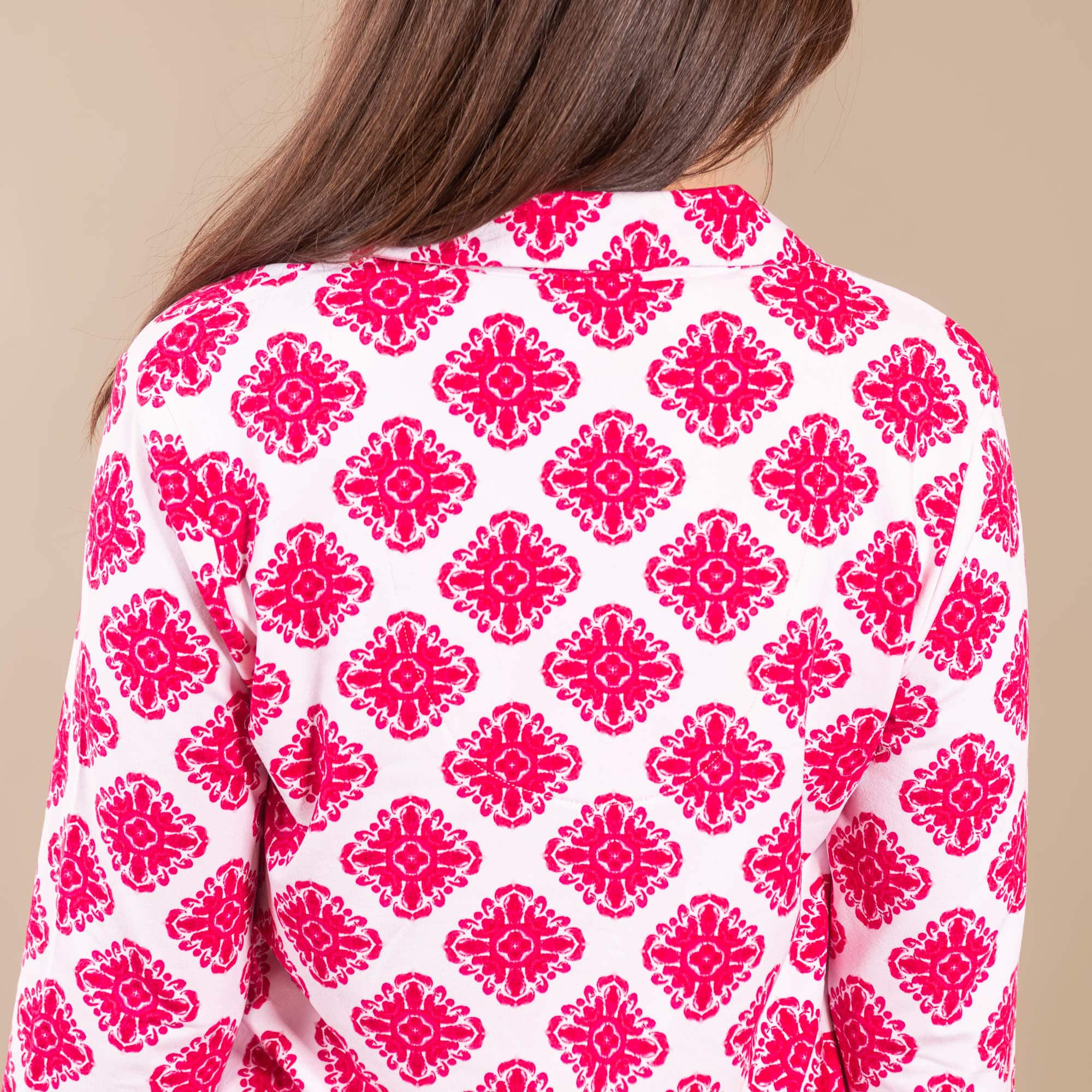 Fresco Floral Pajama Top | Red Cloud Plush Long Sleeve PJs