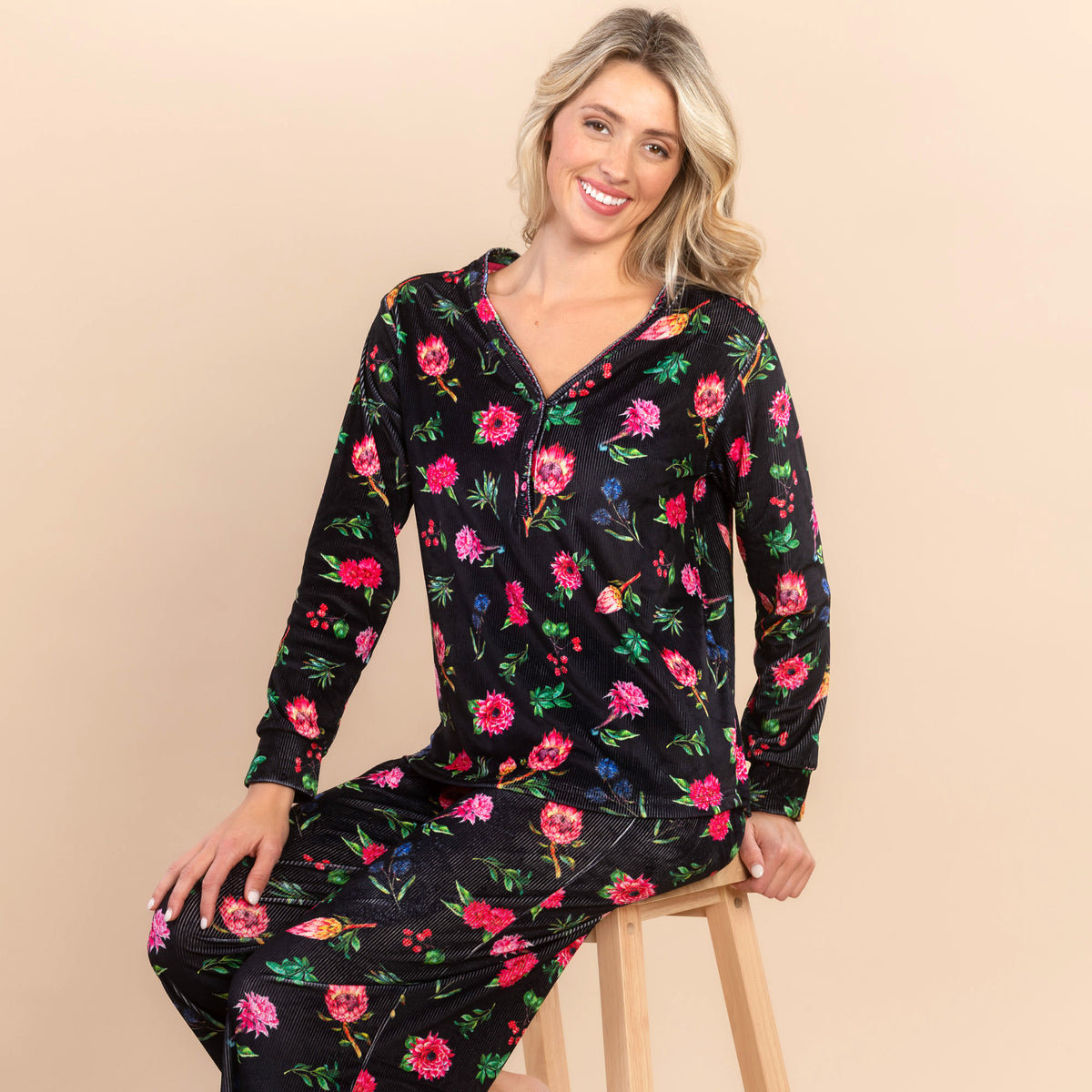 Frosty Florals Pajama Top