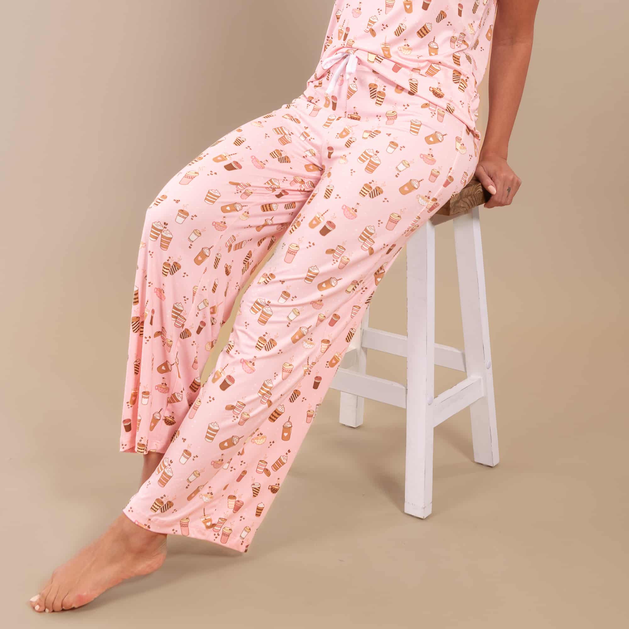 Love At First Sip Pajama Pants | Pink Coffee PJ Bottoms