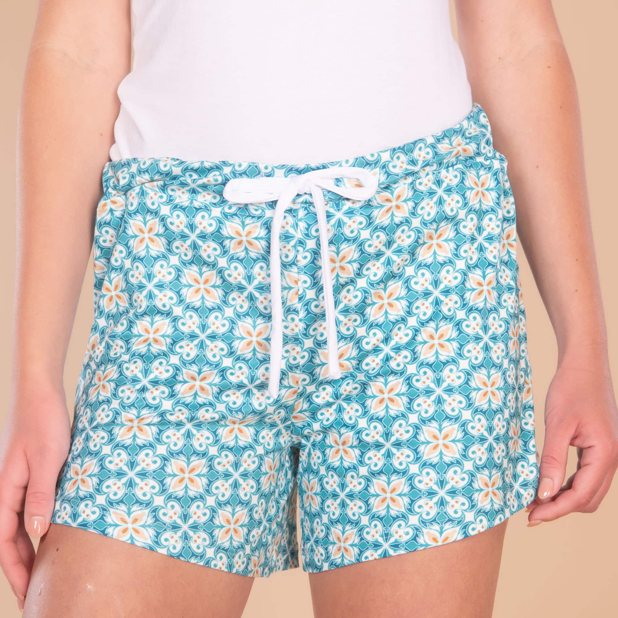 Moroccan Vacation Pajama Shorts | Dreamy Blue Boho PJ Bottom
