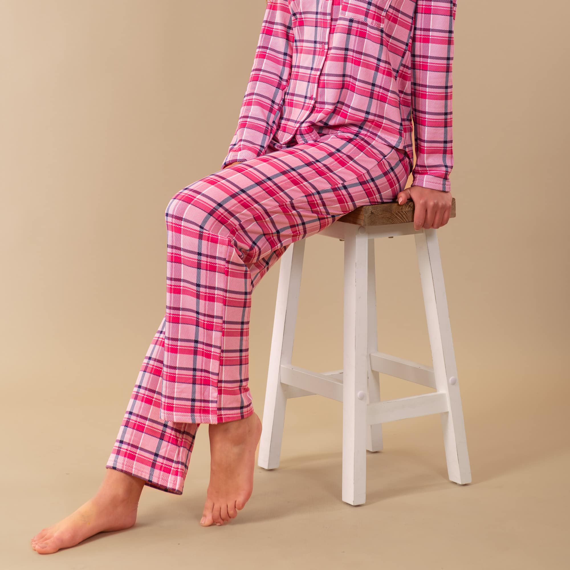 Navy and Pink Plaid Pajama Pants | Cloud Plush PJ Bottoms