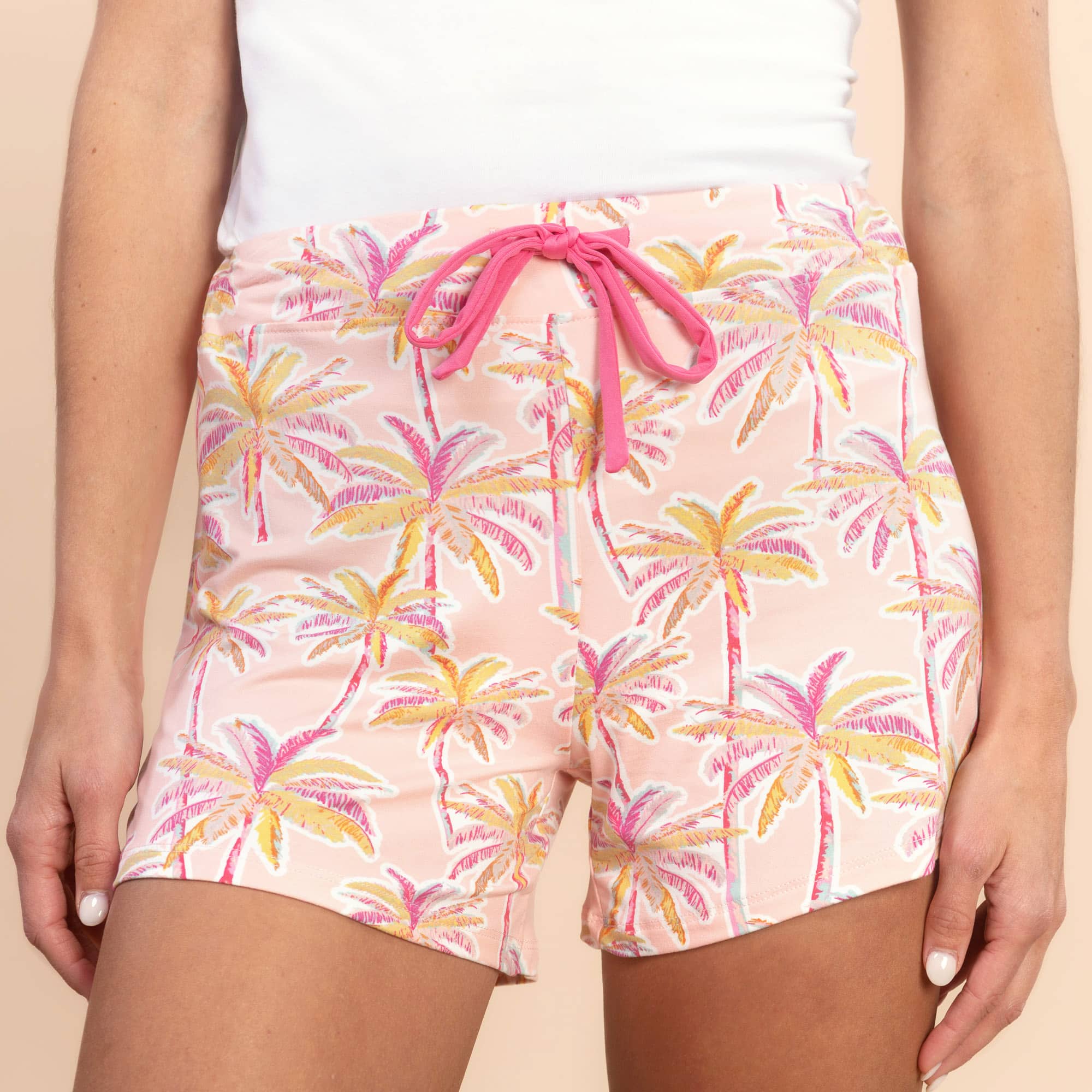 Pink Palm Pajama Shorts | Retro Summer Vacation PJ Bottoms