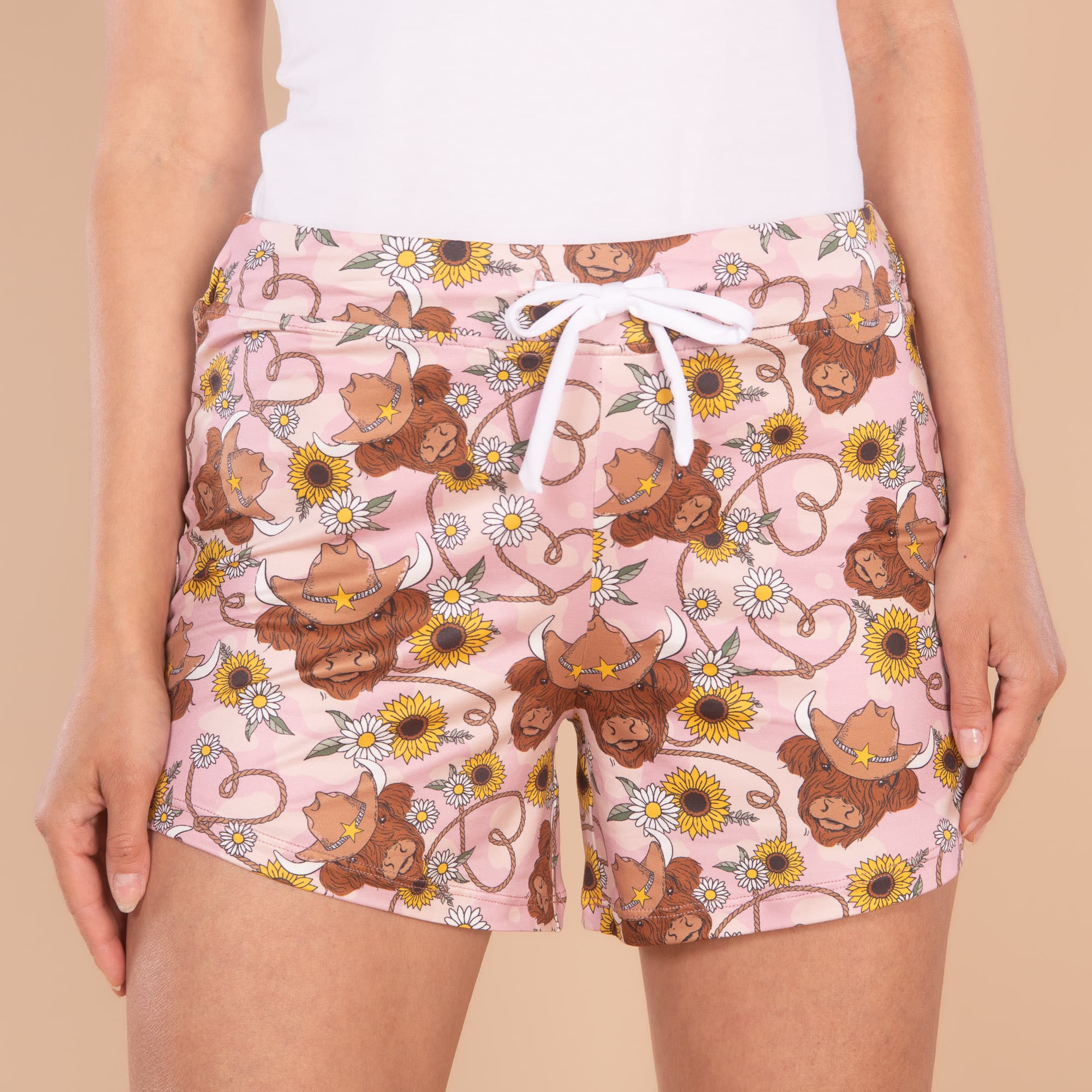 Rodeo Queen Pajama Shorts | Western Pink Cow PJ Bottoms