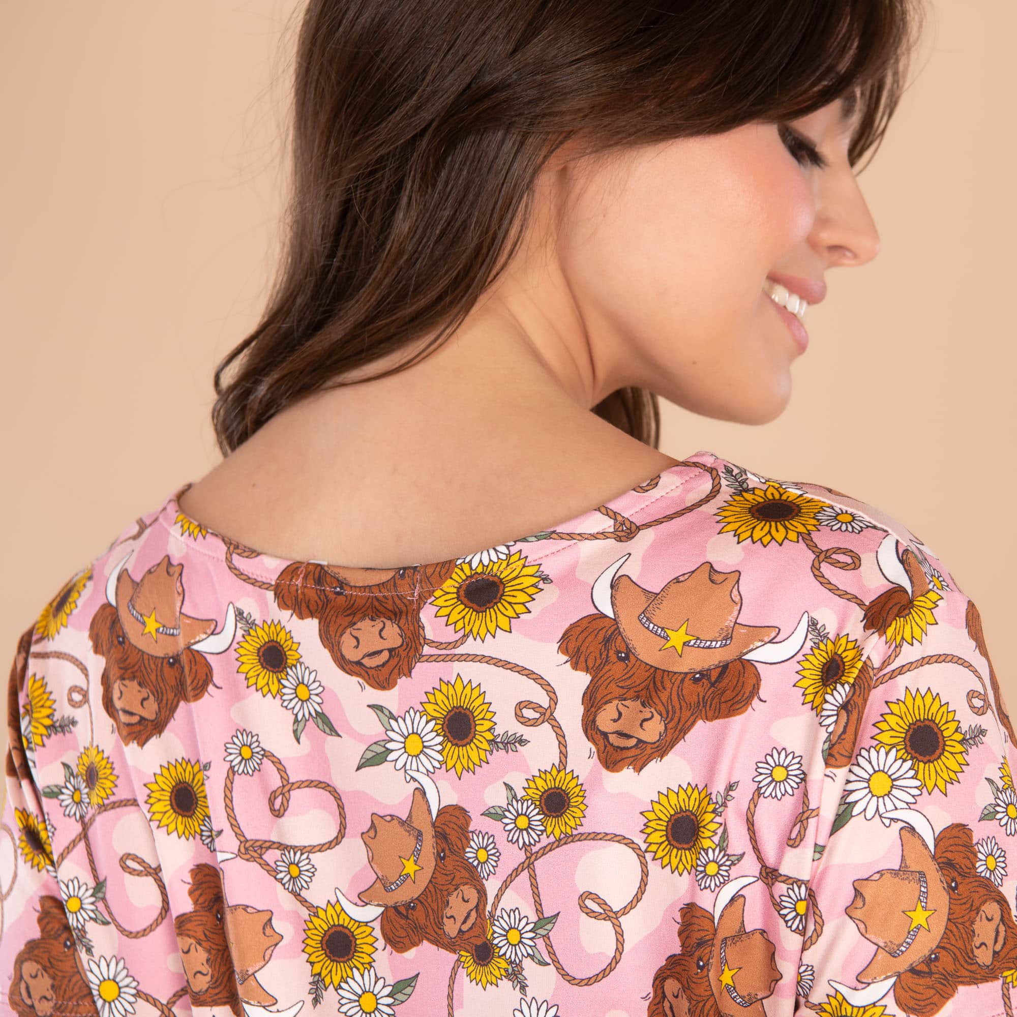 Rodeo Queen Pajama Top | Western Pink Cow PJs For Women