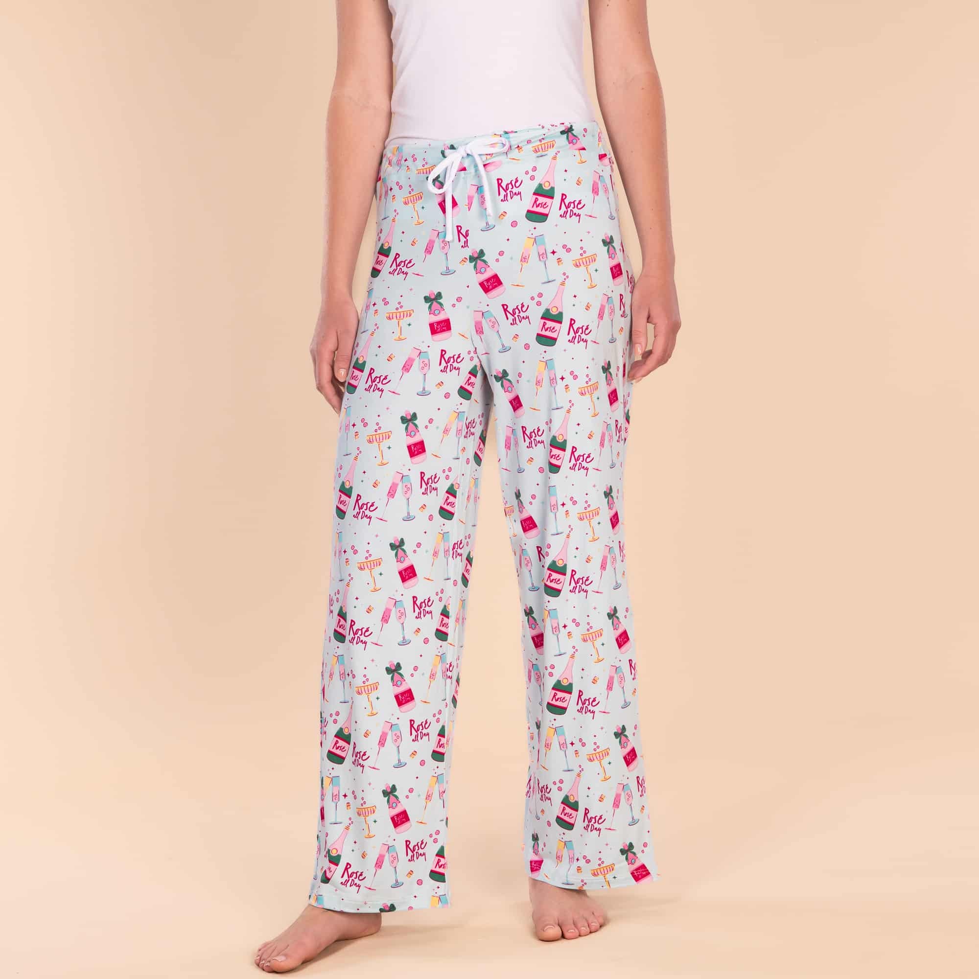 Rosé All Day Pajama Pants | Blue Blush Wine PJ Bottoms