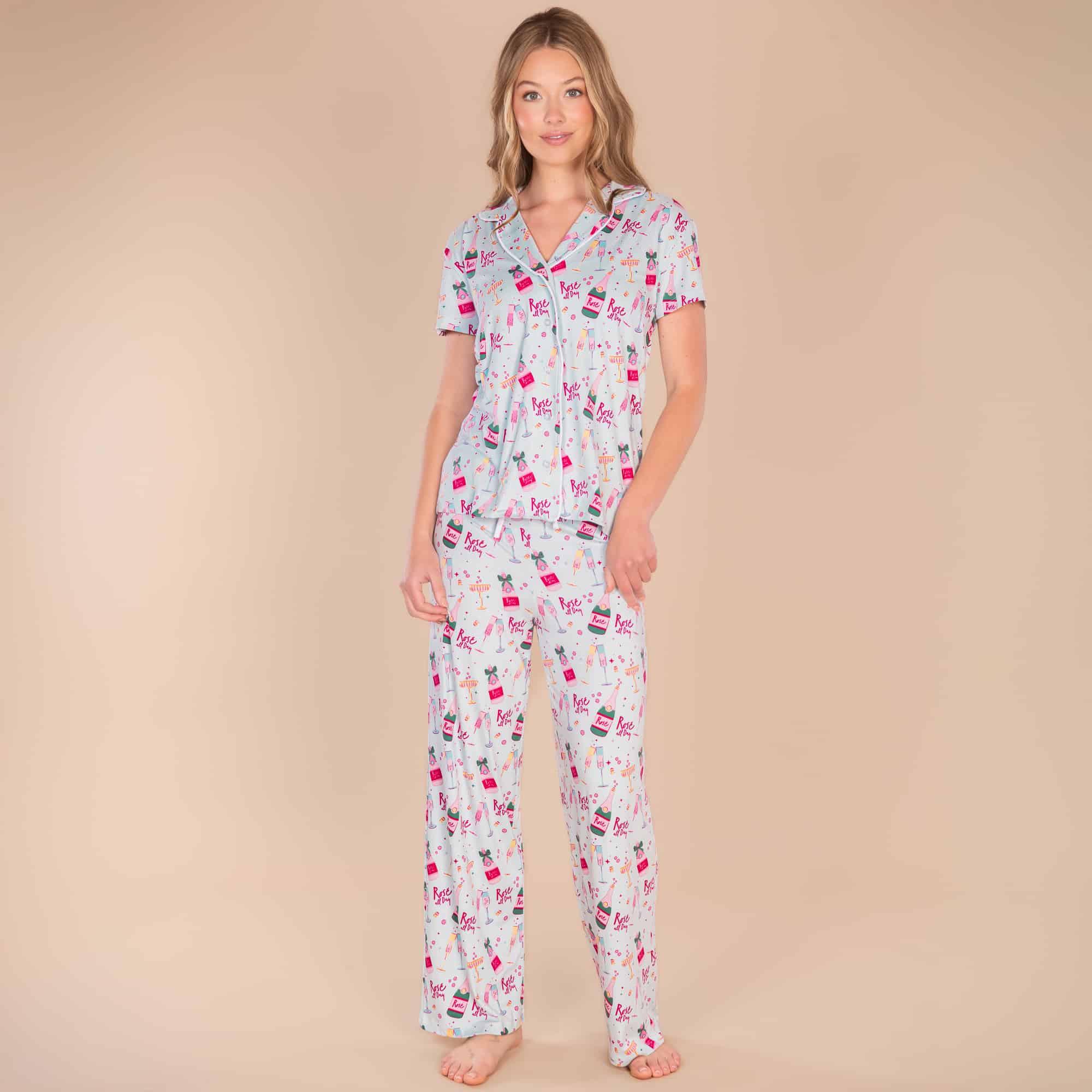 Rosé All Day Pajama Pants | Blue Blush Wine PJ Bottoms