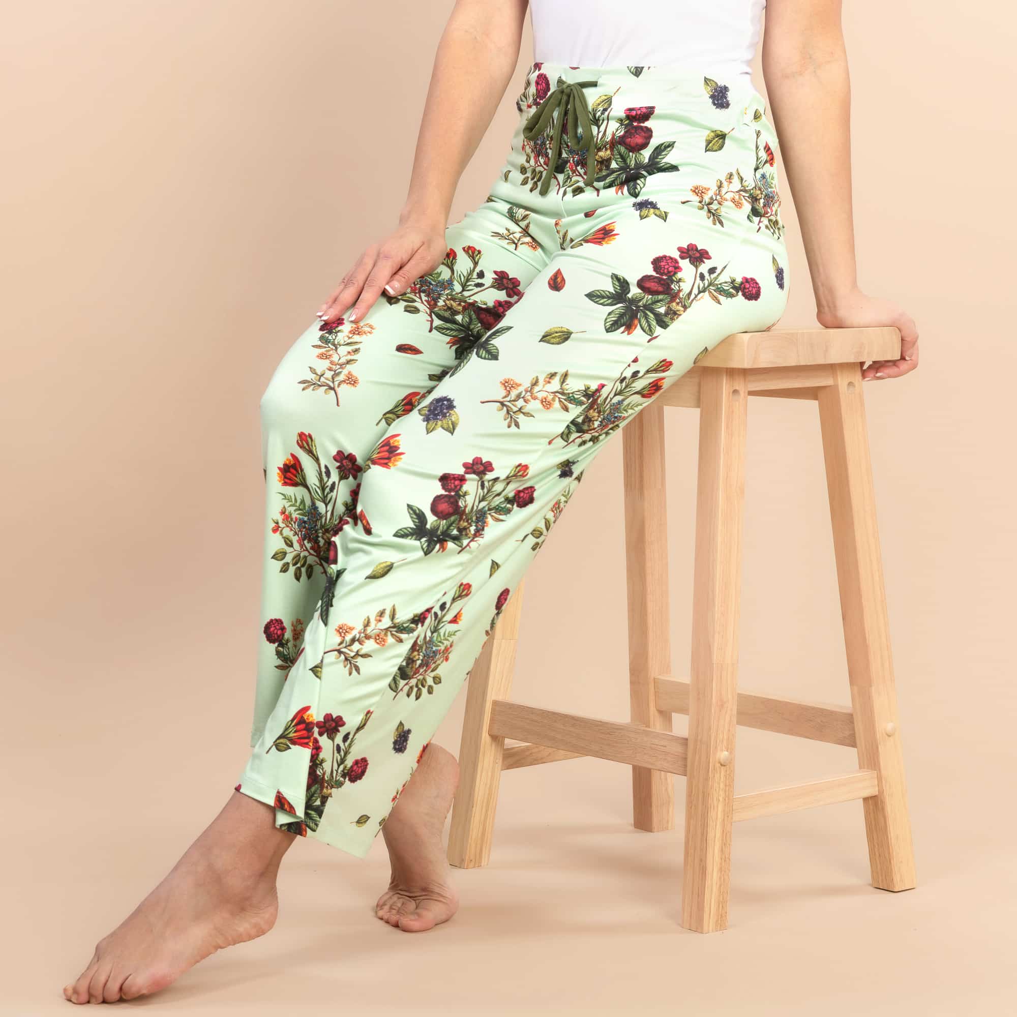 Secret Garden Pajama Pants | Soft Green Floral PJ Bottoms